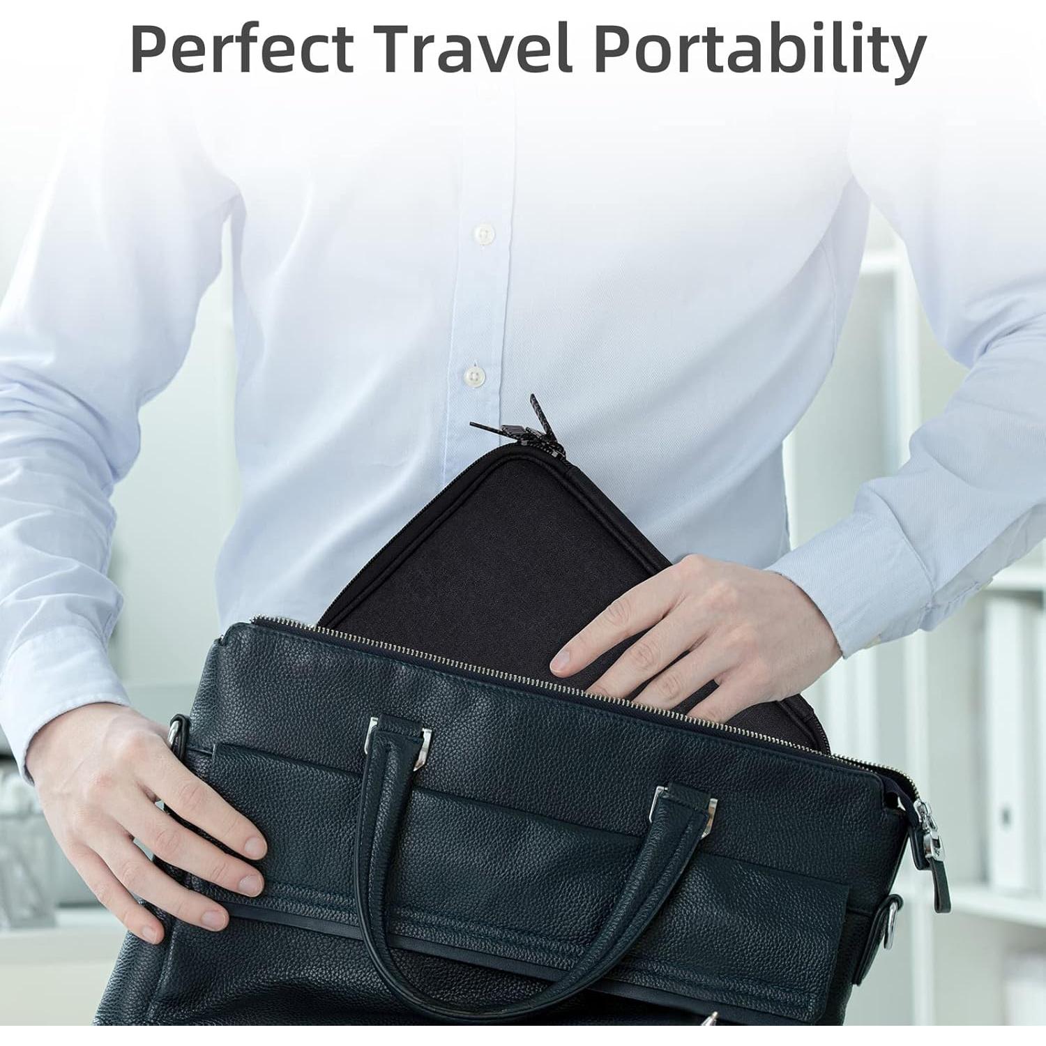 Organizador Electrónico de Viaje Doble Capa Negro con Sujetacables