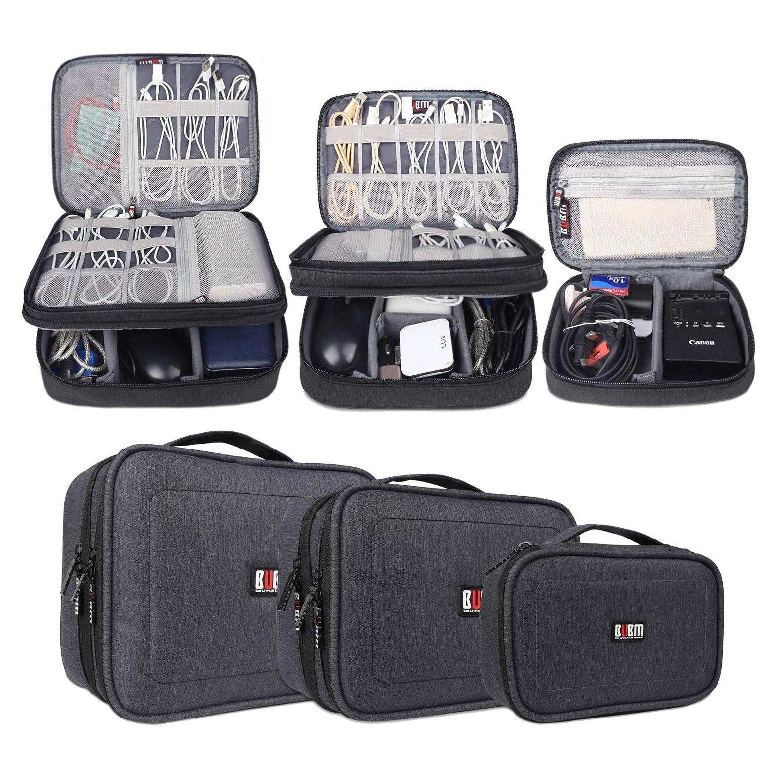 Organizador Electrónico BUBM 3 Pcs Bolsa de Viaje Negra