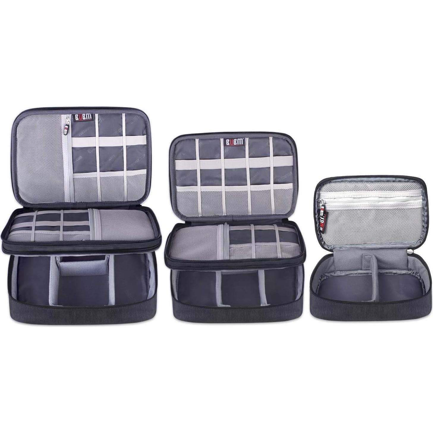 Organizador Electrónico BUBM 3 Pcs Bolsa de Viaje Negra