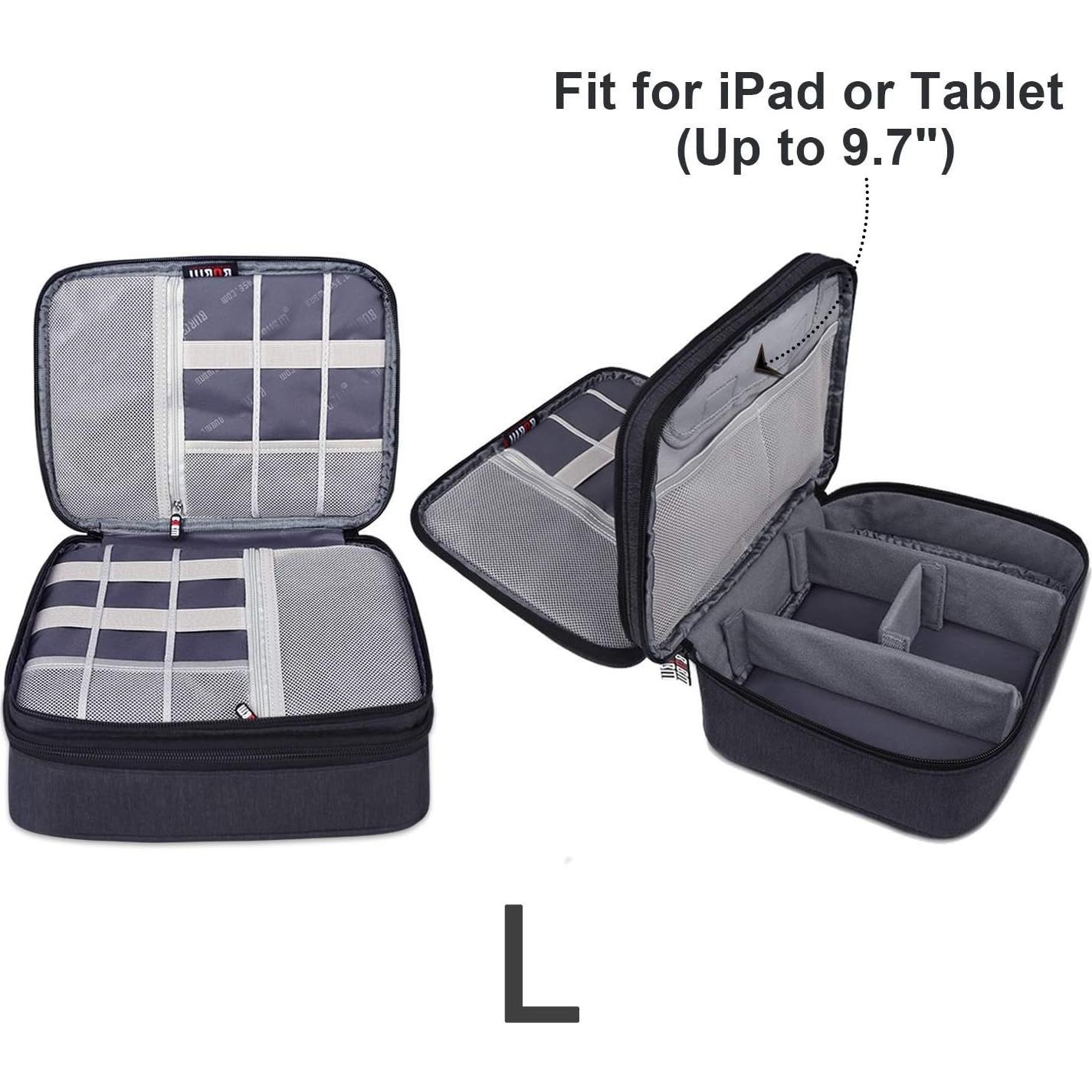 Organizador Electrónico BUBM 3 Pcs Bolsa de Viaje Negra
