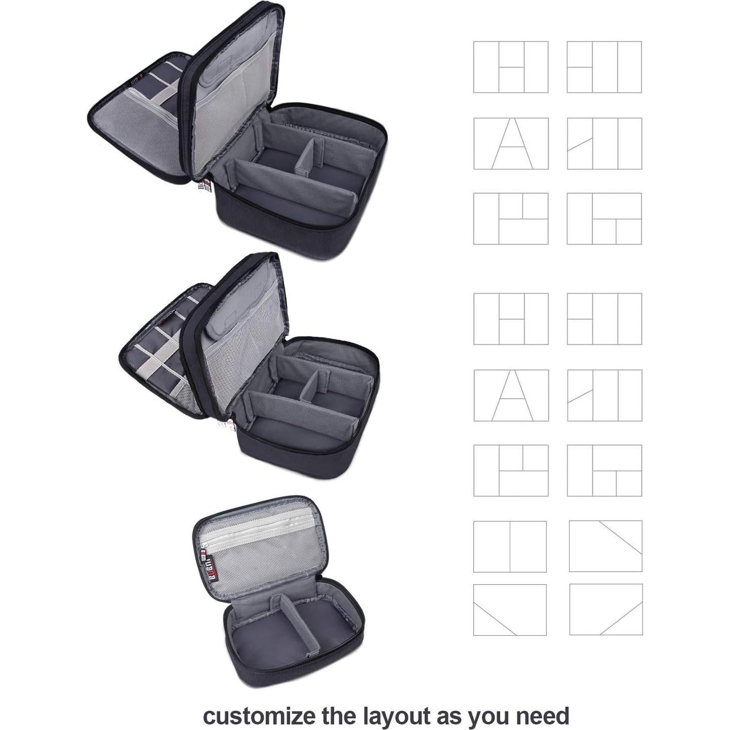 Organizador Electrónico BUBM 3 Pcs Bolsa de Viaje Negra