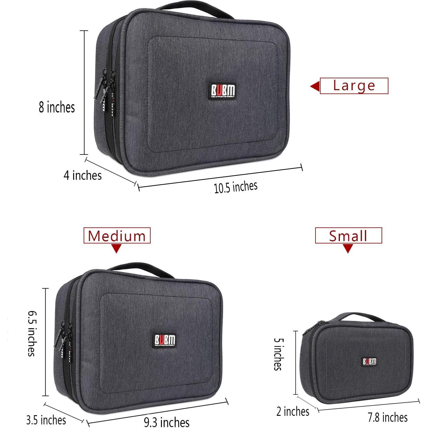 Organizador Electrónico BUBM 3 Pcs Bolsa de Viaje Negra