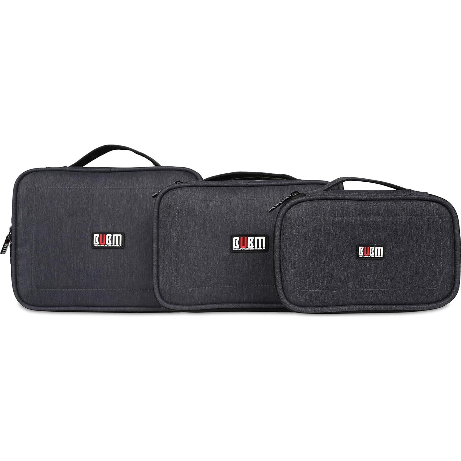 Organizador Electrónico BUBM 3 Pcs Bolsa de Viaje Negra