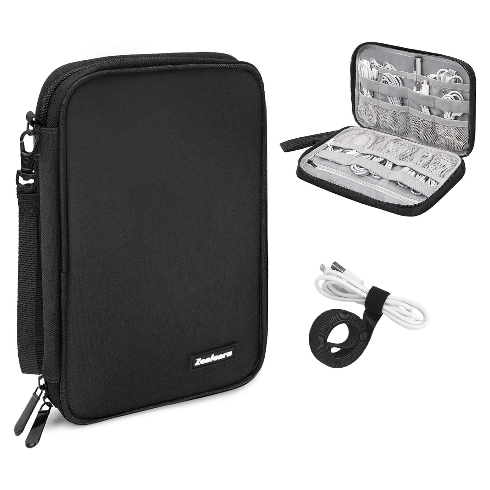 Estuche Organizador de Cables de Viaje Negro 25.4x17.8 cm