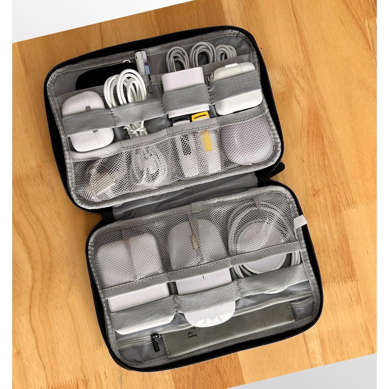 Estuche Organizador de Cables de Viaje Negro 25.4x17.8 cm