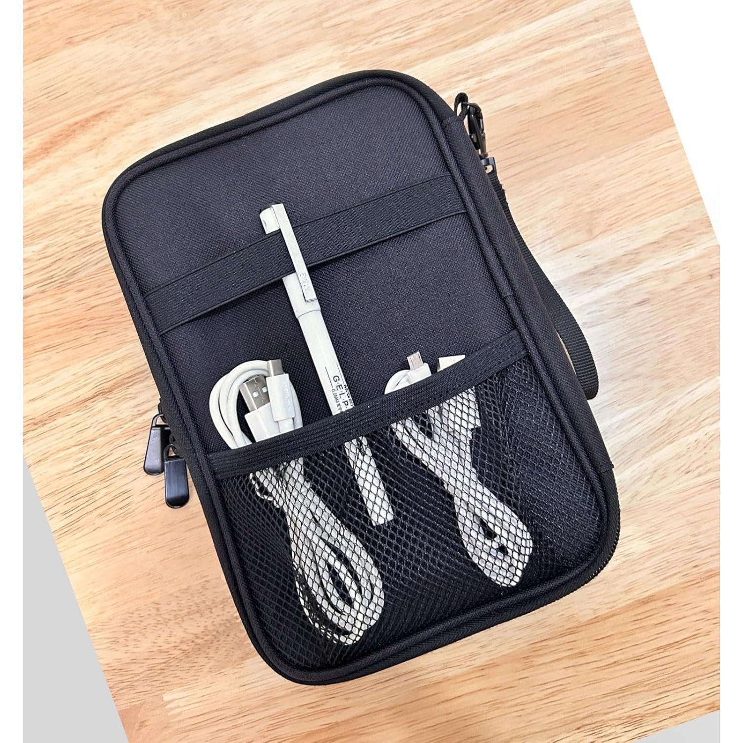 Estuche Organizador de Cables de Viaje Negro 25.4x17.8 cm