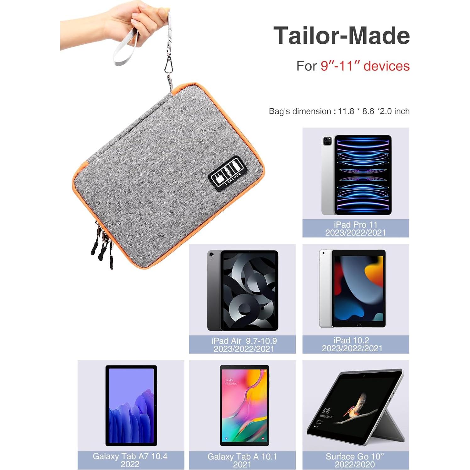 Funda Organizadora de Cables Luxtude Grande Gris 28.4x21.1cm