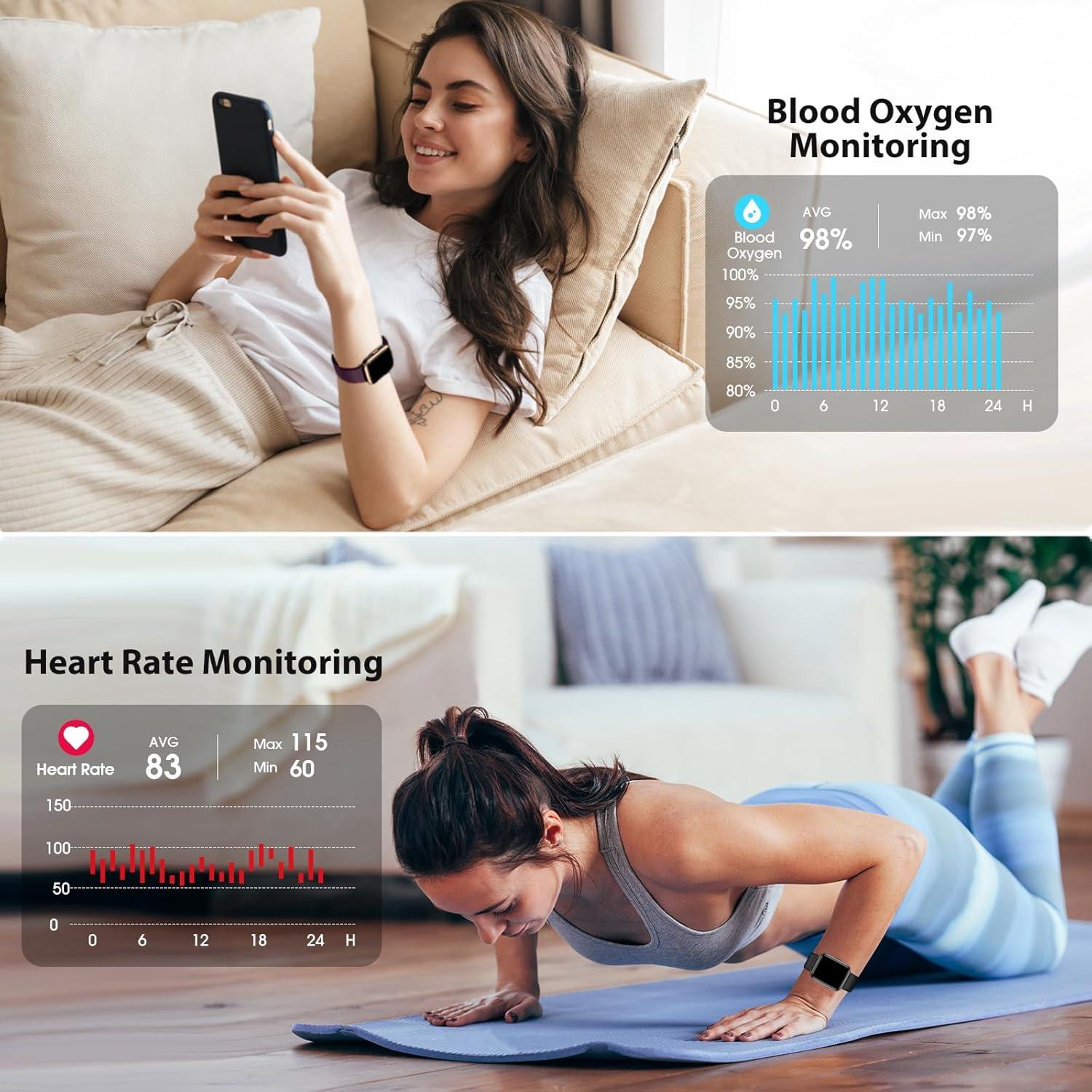 Reloj de Fitness POIUZET con Monitoreo de Oxígeno y Frecuencia Cardíaca