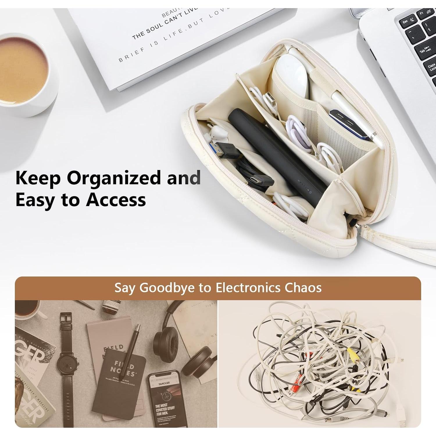Organizador de Cables Dadanism Beige 22x13x2.5cm para Viaje