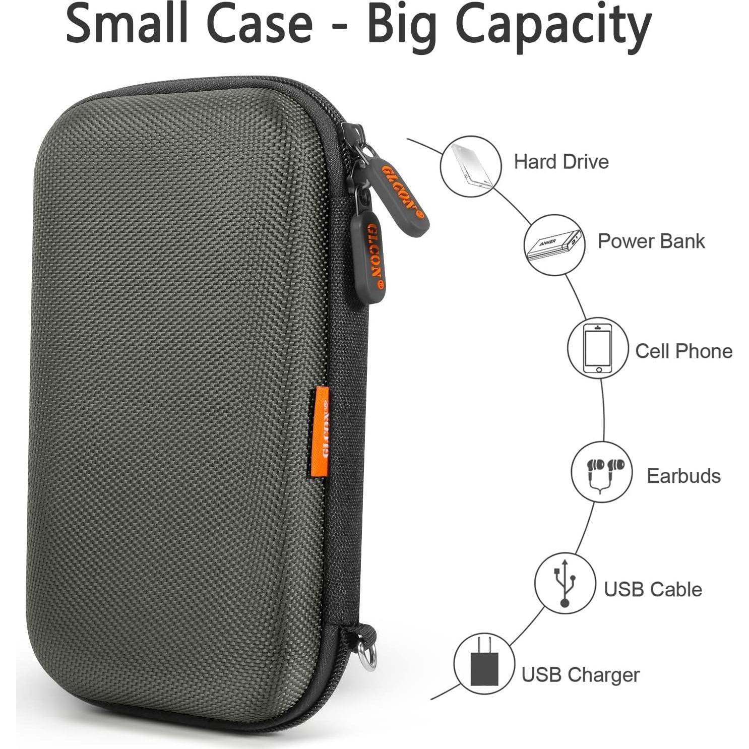 GLCON Funda Organizador de Cables - Dura EVA Gris Plateado