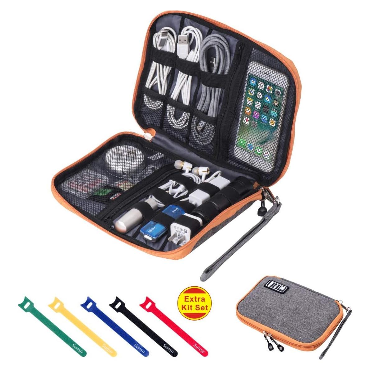 Organizador de Cables de Viaje Sunsir Naranja Impermeable 24.89x17.78cm