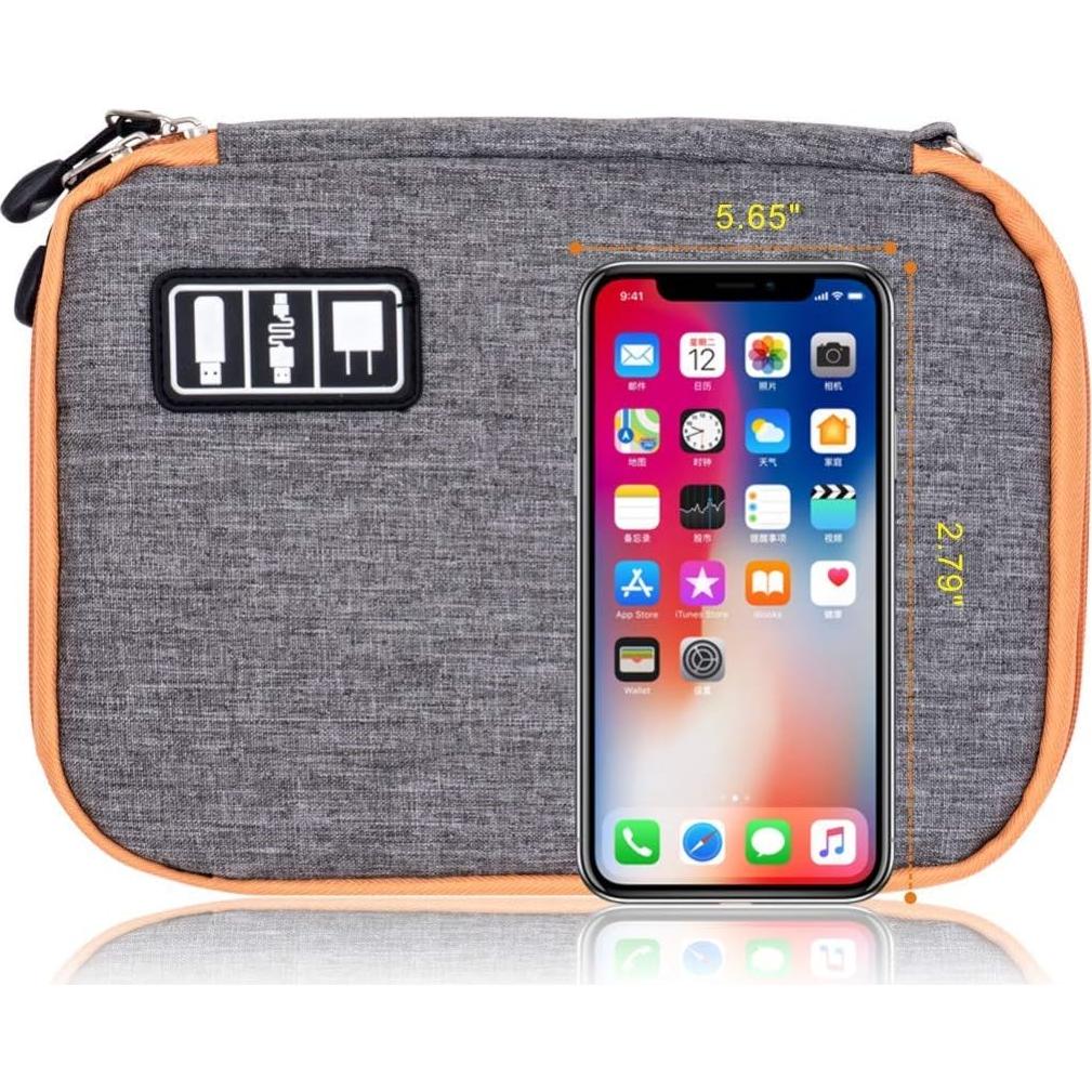 Organizador de Cables de Viaje Sunsir Naranja Impermeable 24.89x17.78cm