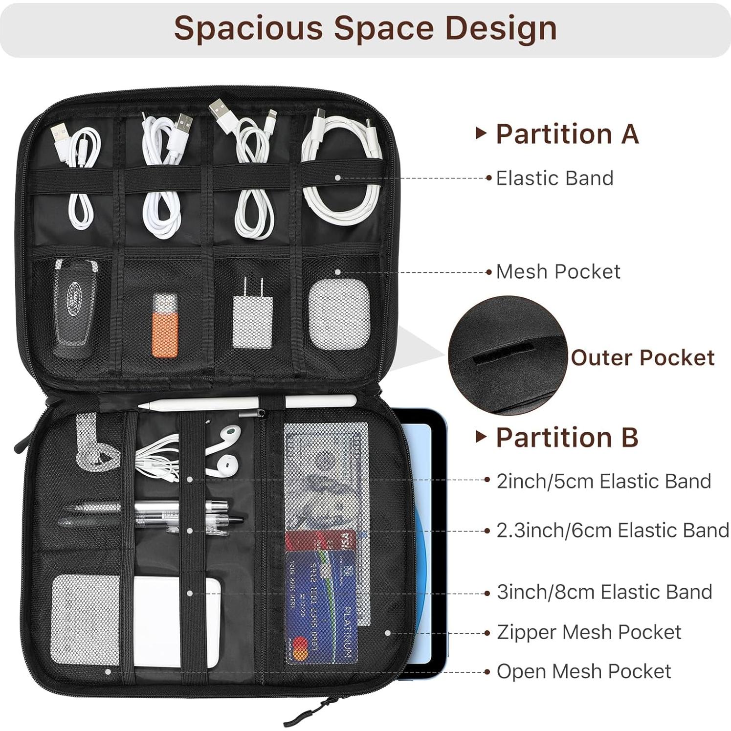 Organizador de Viaje Dadanism para Electrónicos 29x22cm Negro
