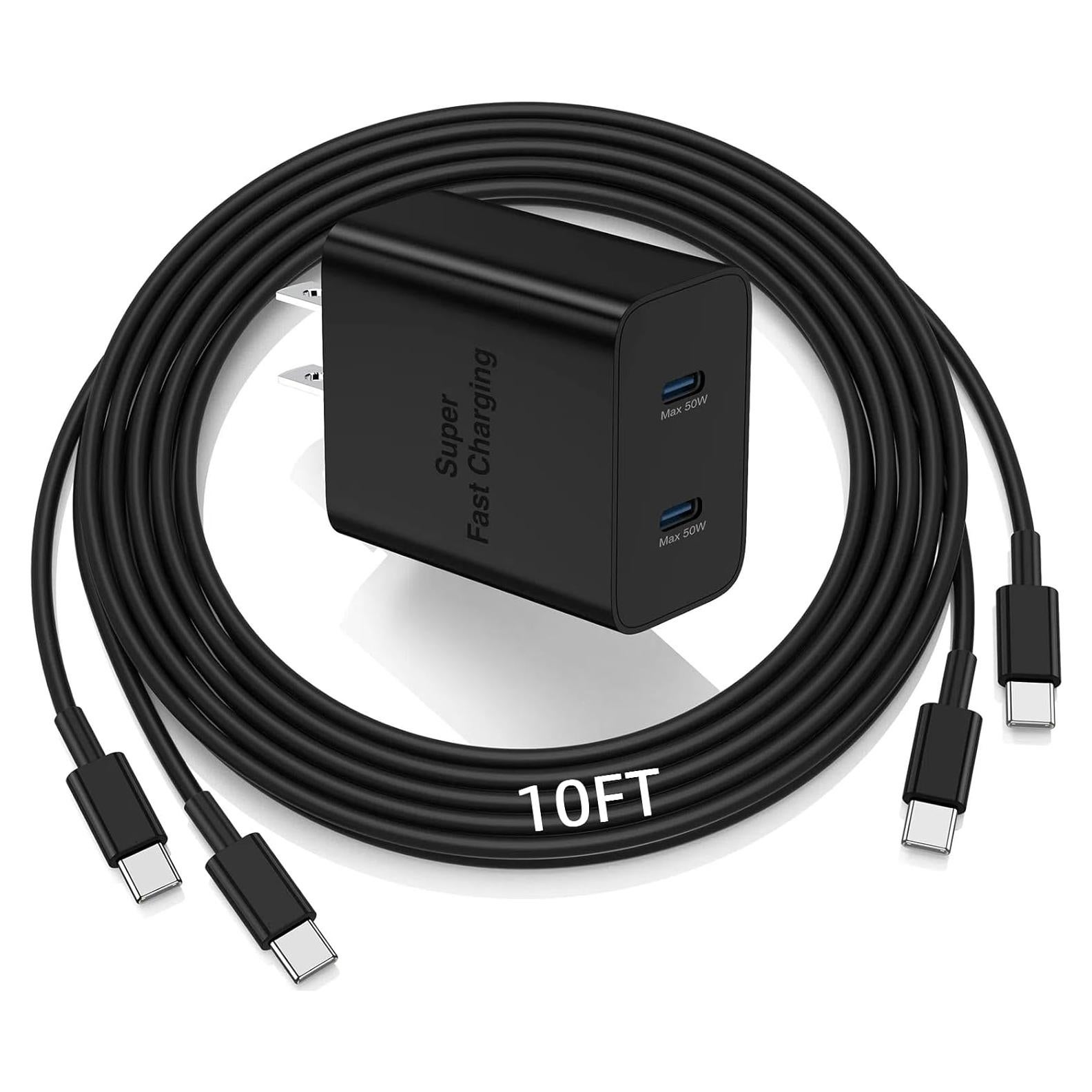 Cargador Rápido 45W Qalirvis con Cable USB C 10FT Doble Puerto