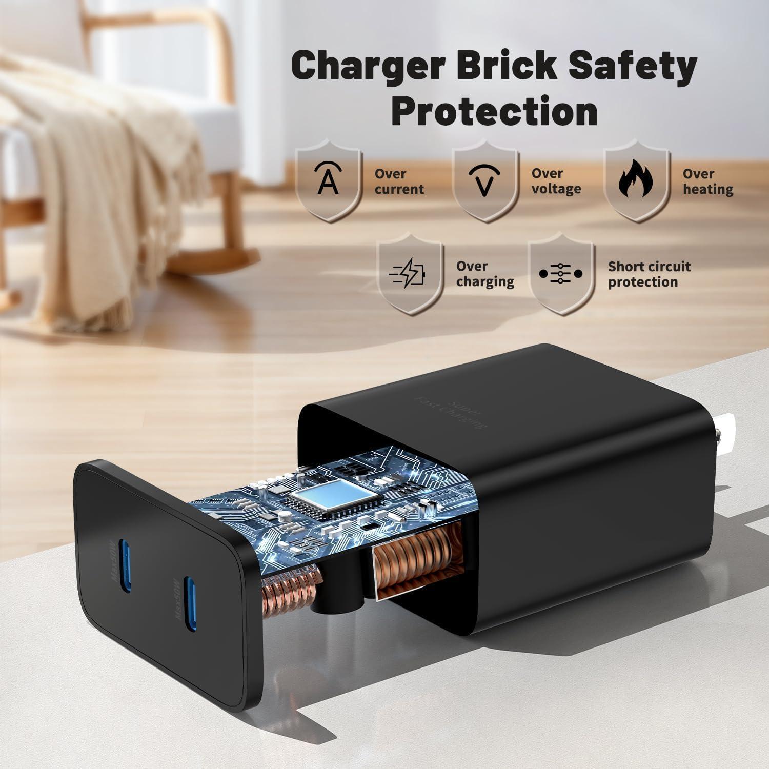 Cargador Rápido 45W Qalirvis con Cable USB C 10FT Doble Puerto