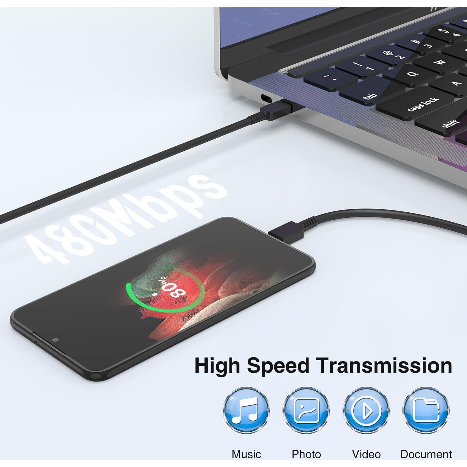 Cargador Rápido 45W Qalirvis con Cable USB C 10FT Doble Puerto