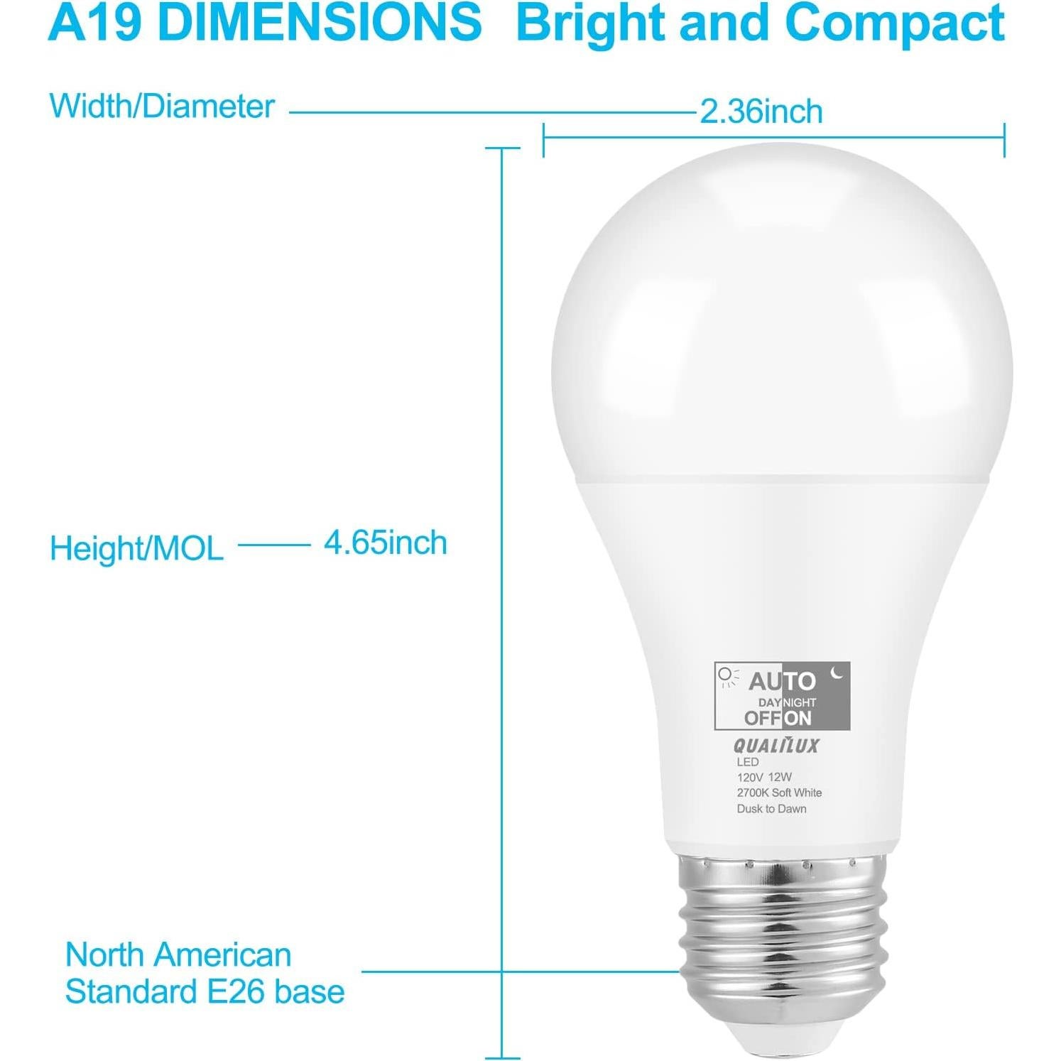 Bombillas LED Qualilux A19 12W 1000 Lúmenes Paquete de 2