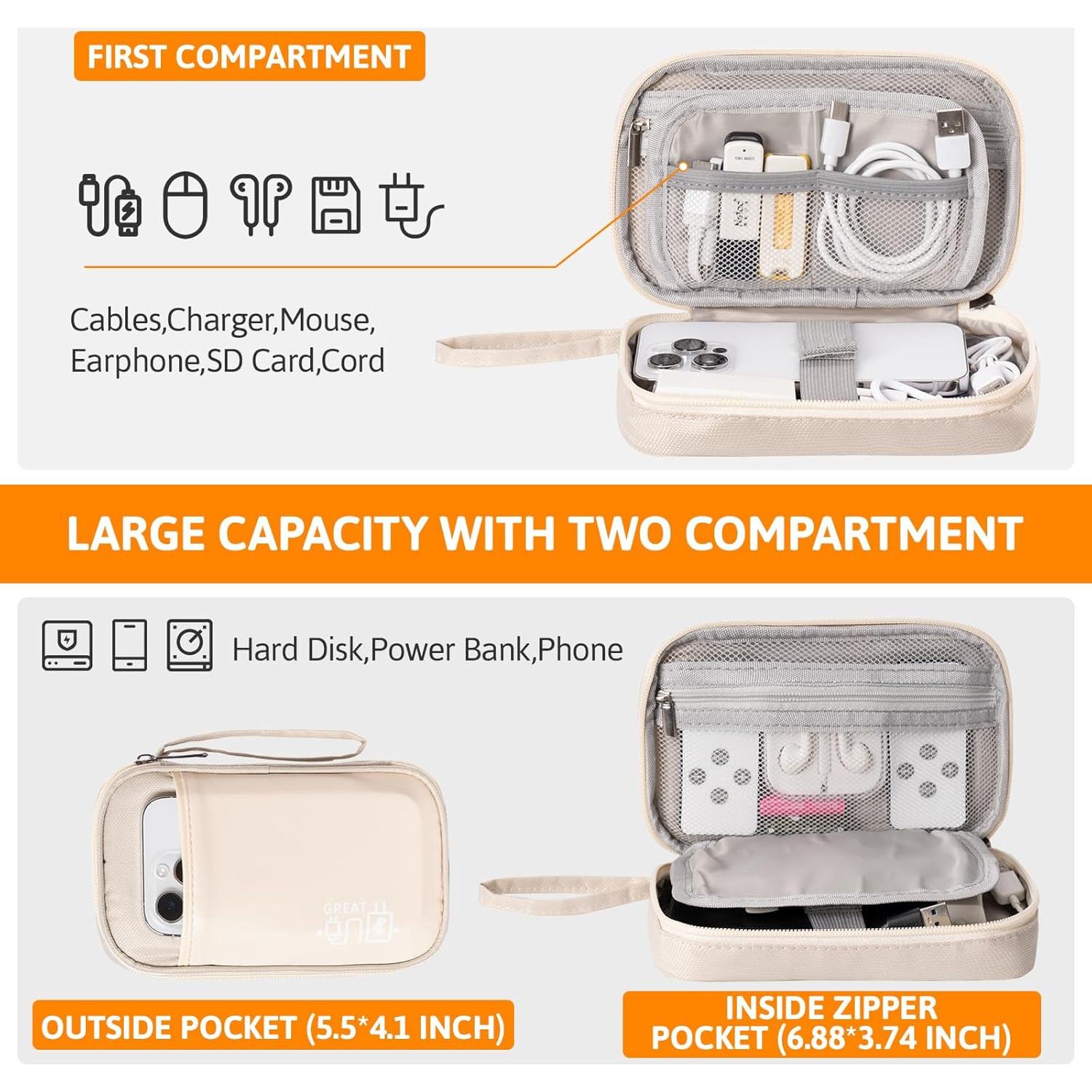 Organizador de Cables OrgaWise S2-Beige Impermeable 18.8x11.9cm