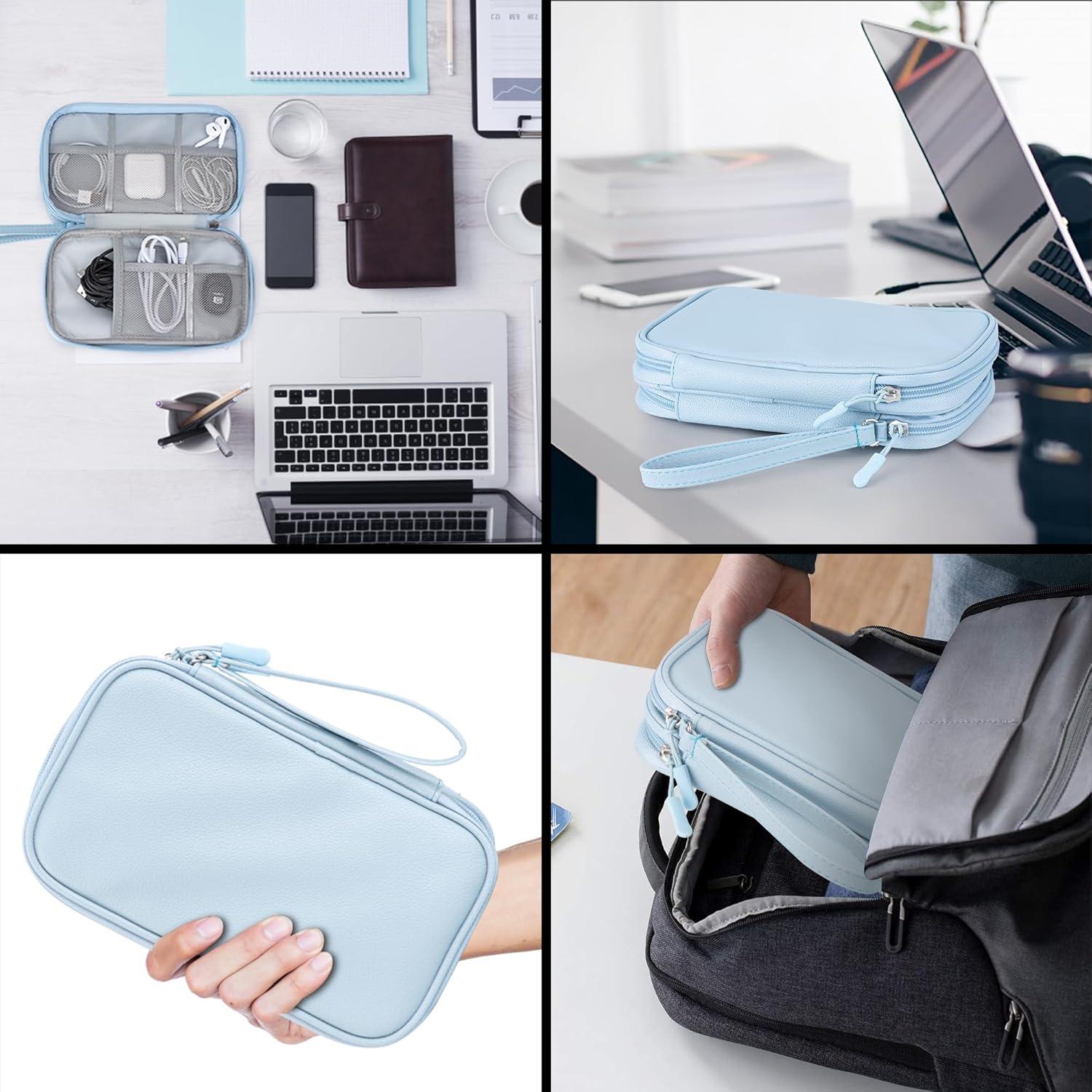 Organizador Electrónico de Viaje Arae - Doble Capa Impermeable M Azul