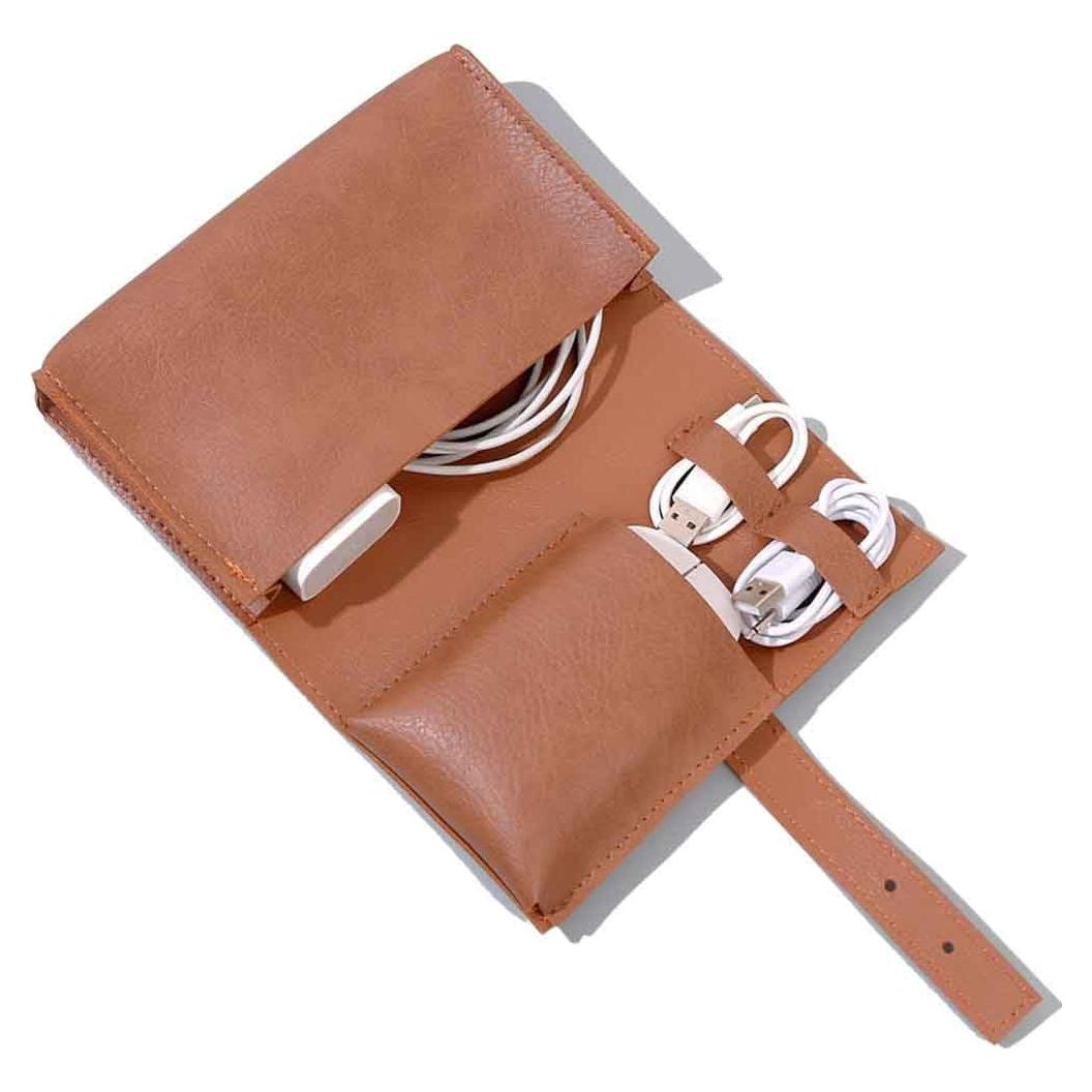 Organizador de Cables de Cuero Vintage Duwu 22.9x8.9x8.9 cm