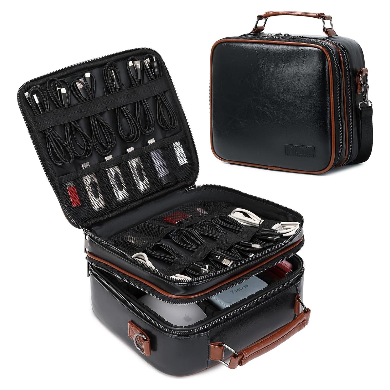 Organizador de Viaje KYALOU Negro, Funda Impermeable para Accesorios Electrónicos