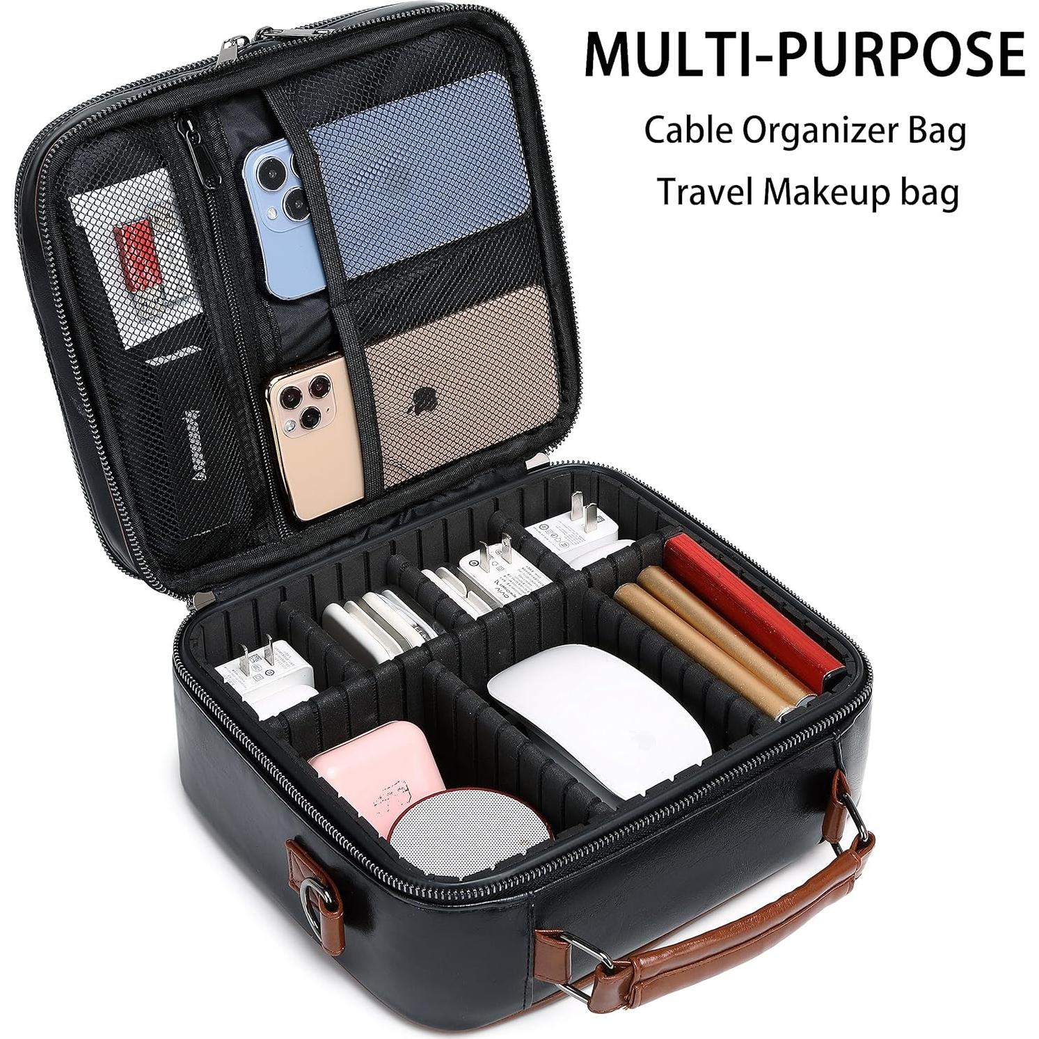 Organizador de Viaje KYALOU Negro, Funda Impermeable para Accesorios Electrónicos