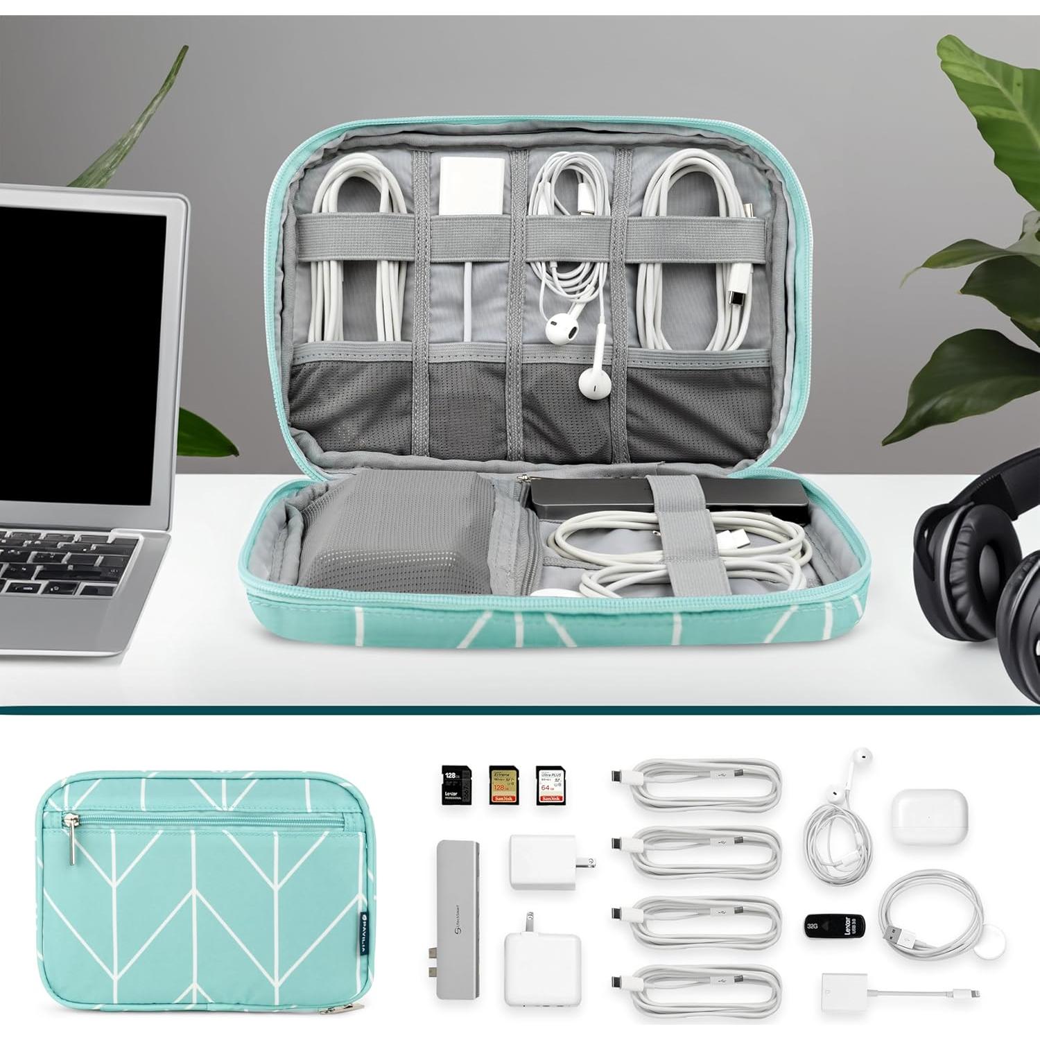 Organizador de Cables PAVILIA Verde Azulado 25.4x17.3 cm