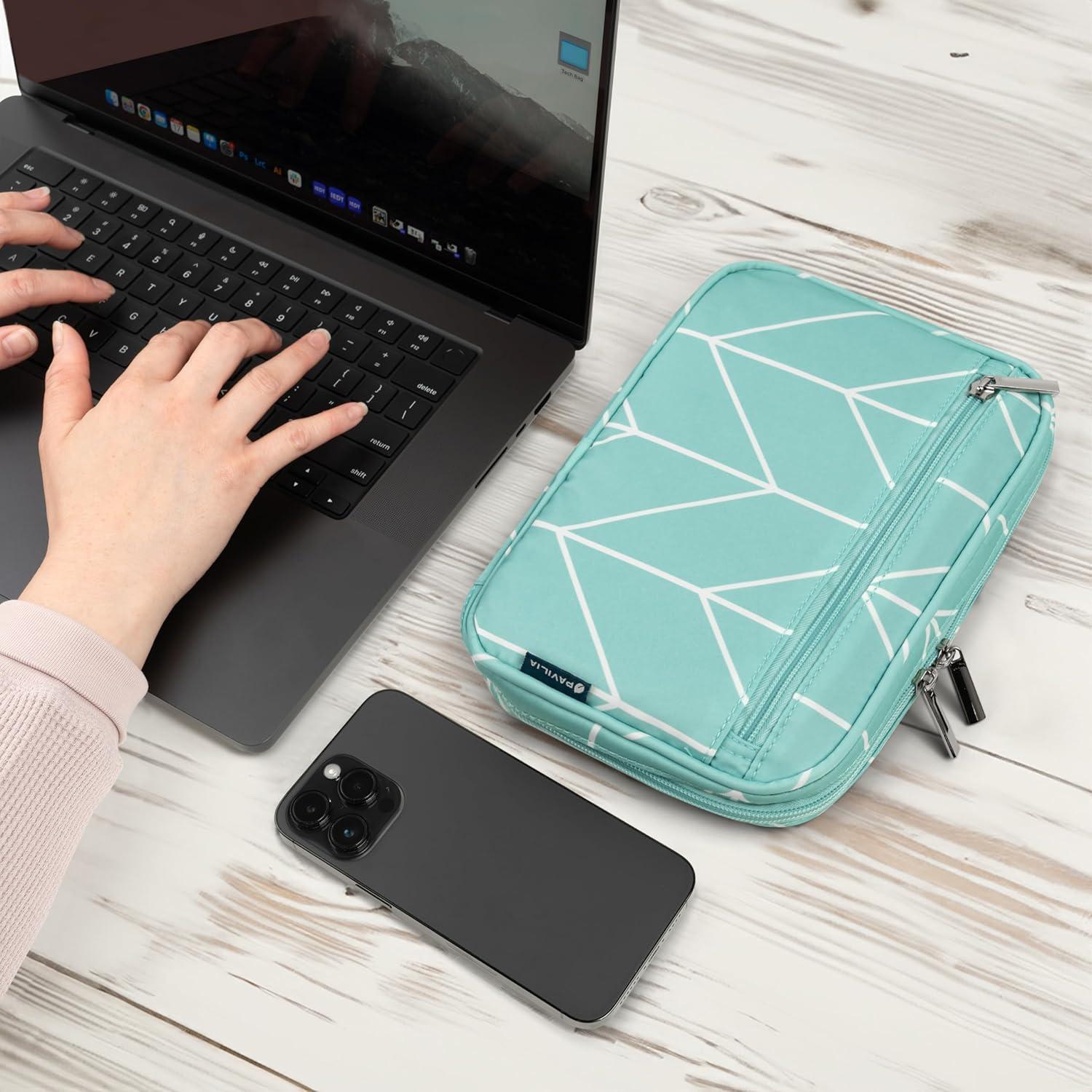 Organizador de Cables PAVILIA Verde Azulado 25.4x17.3 cm