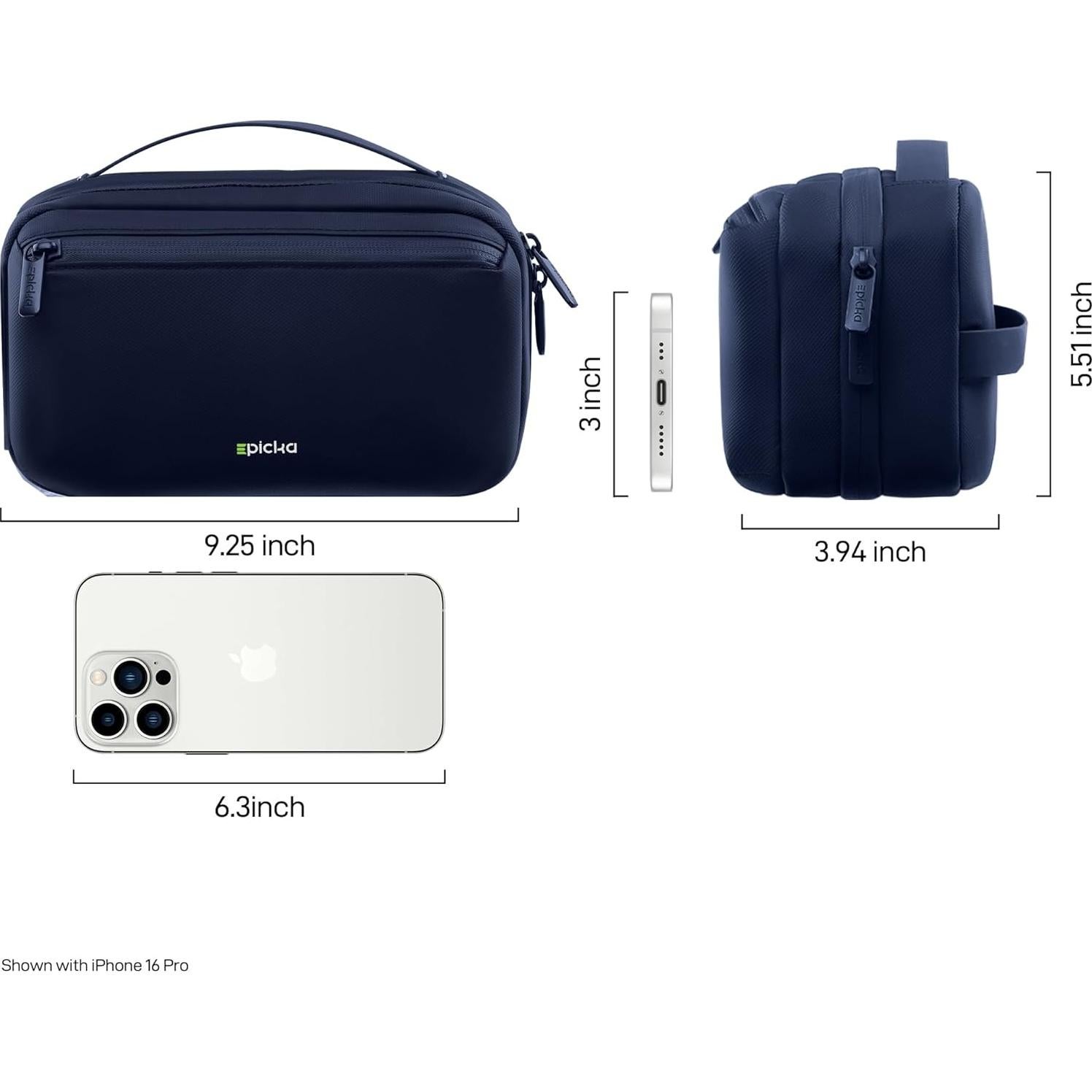 Organizador de Viaje EPICKA Azul Marino - Estuche para Cables y Accesorios