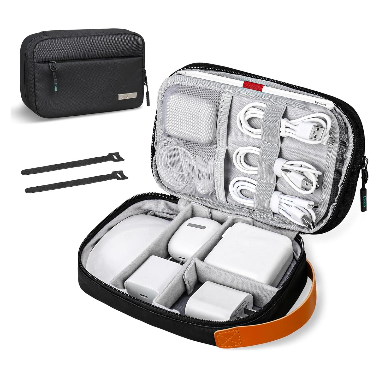 Estuche Organizador de Cables Lacdo Negro 3 Capas Portátil