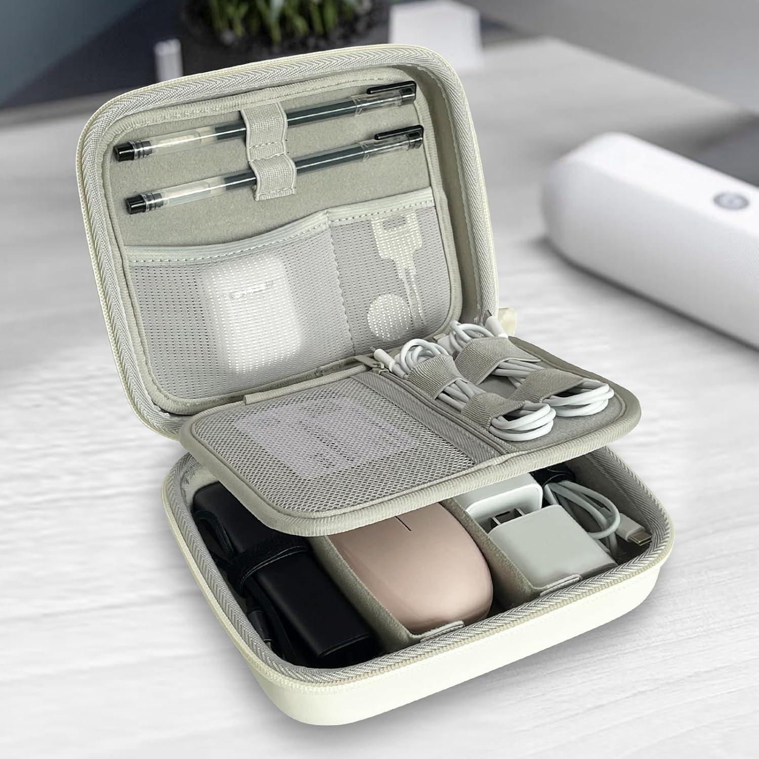 Funda de Viaje Organizador Electrónico Dura Blanco 18.9x15.49cm