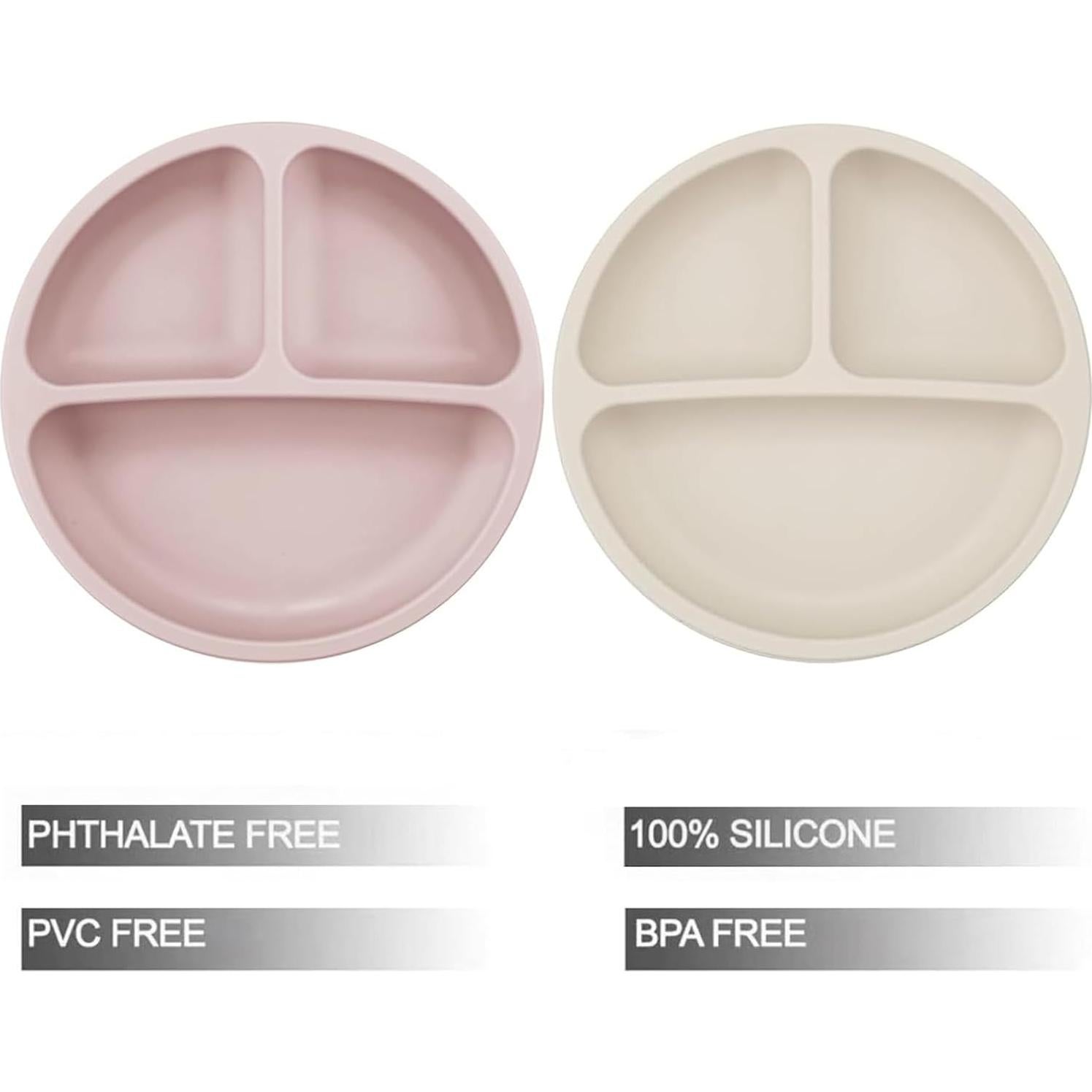 Juego de Vajilla para Niños PandaEar - 2 Platos de Silicona y 4 Utensilios