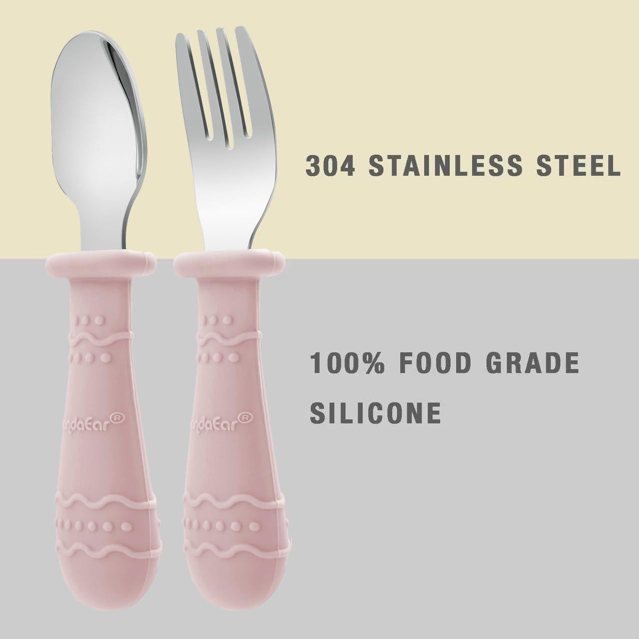 Juego de Vajilla para Niños PandaEar - 2 Platos de Silicona y 4 Utensilios