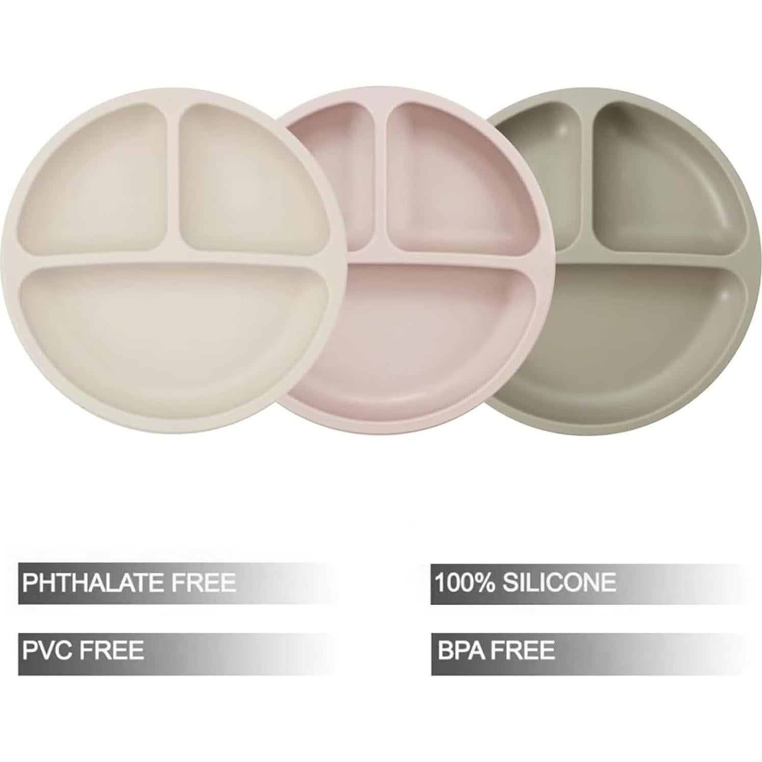 Platos de Silicona PandaEar para Niños 3 Pack Antideslizantes