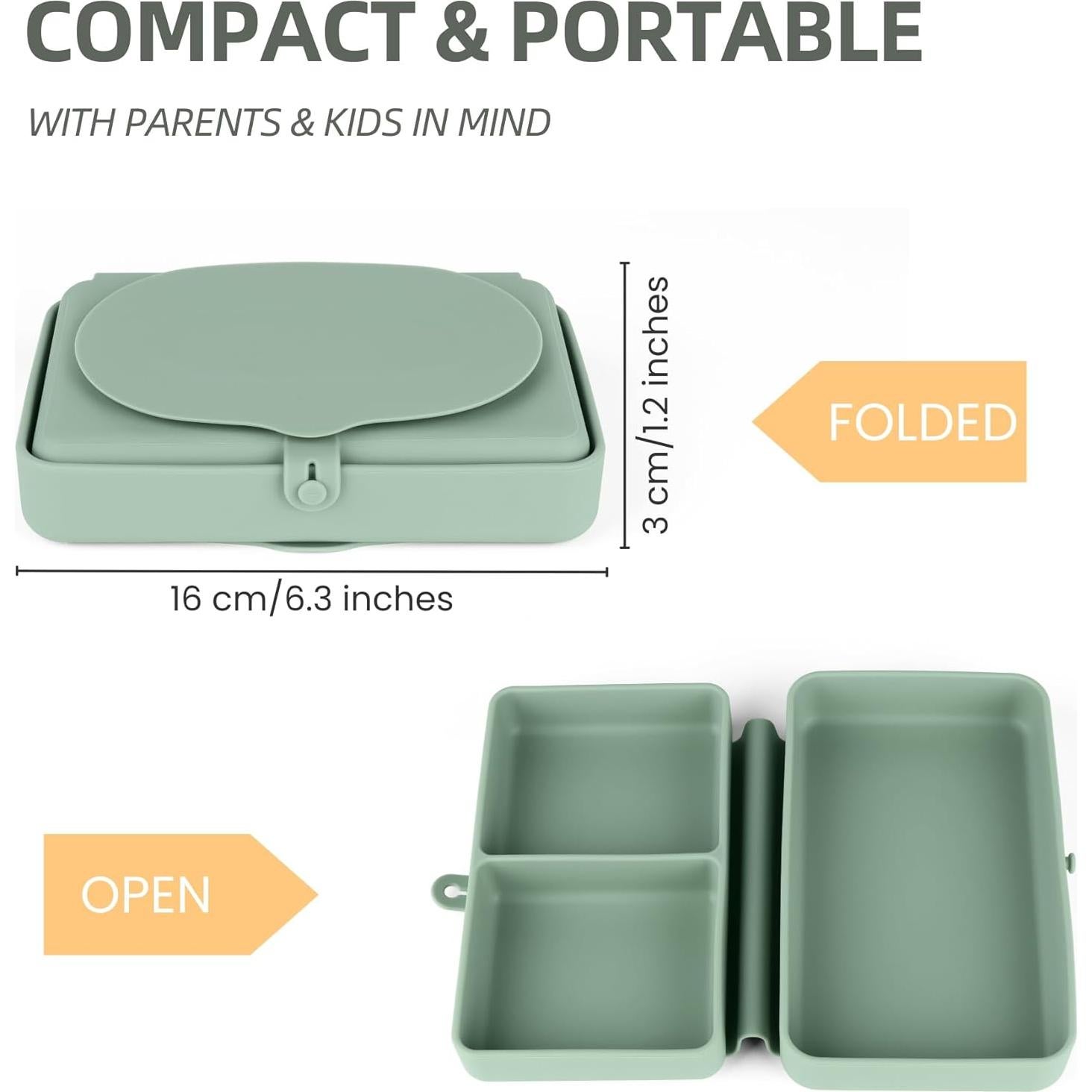 Plato de Silicona para Bebés Nearbyme Plegable Azul 18x13 cm