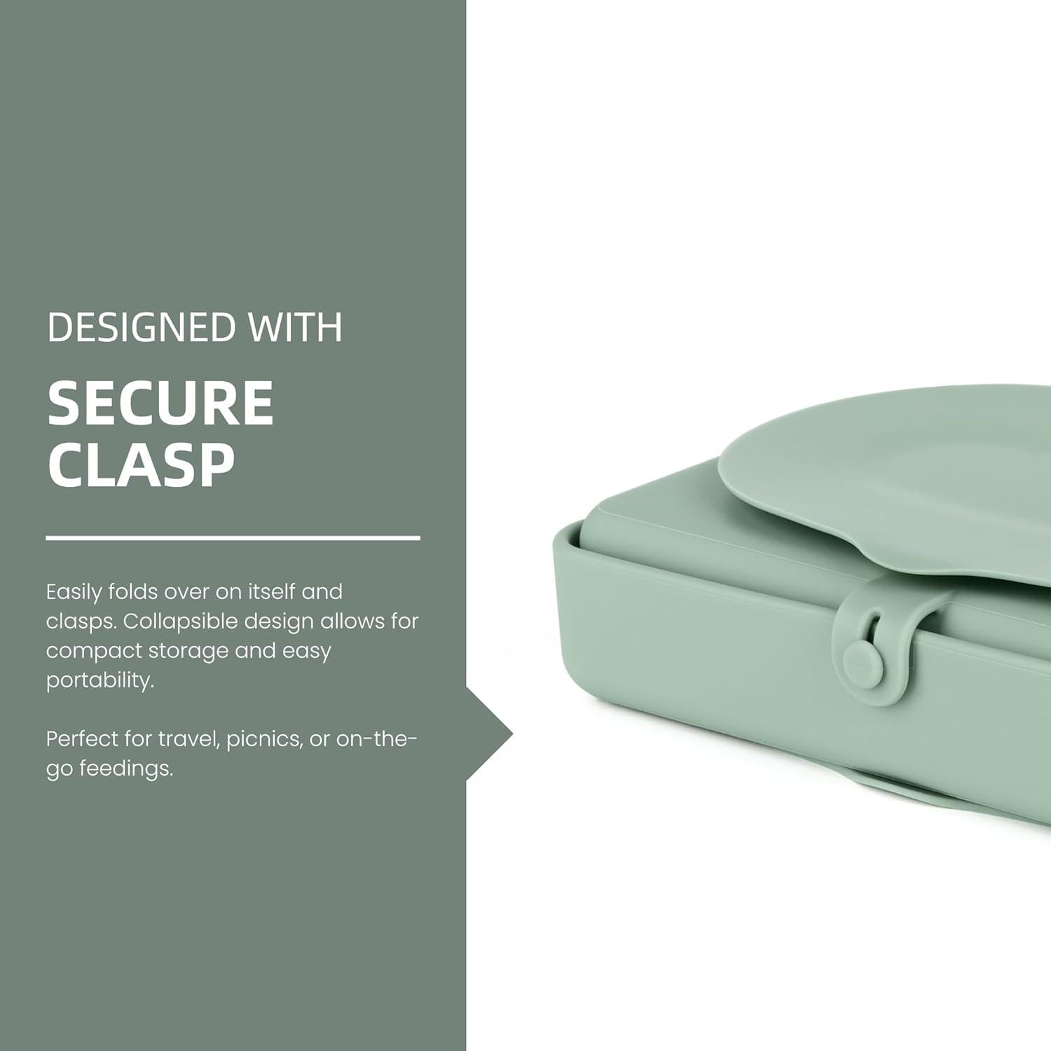 Plato de Silicona para Bebés Nearbyme Plegable Azul 18x13 cm