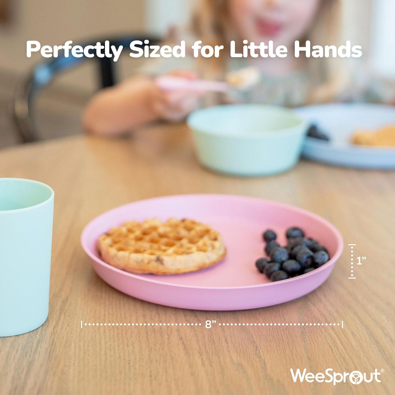 Set de 4 Platos de Bambú WeeSprout para Niños - Apto Lavavajillas