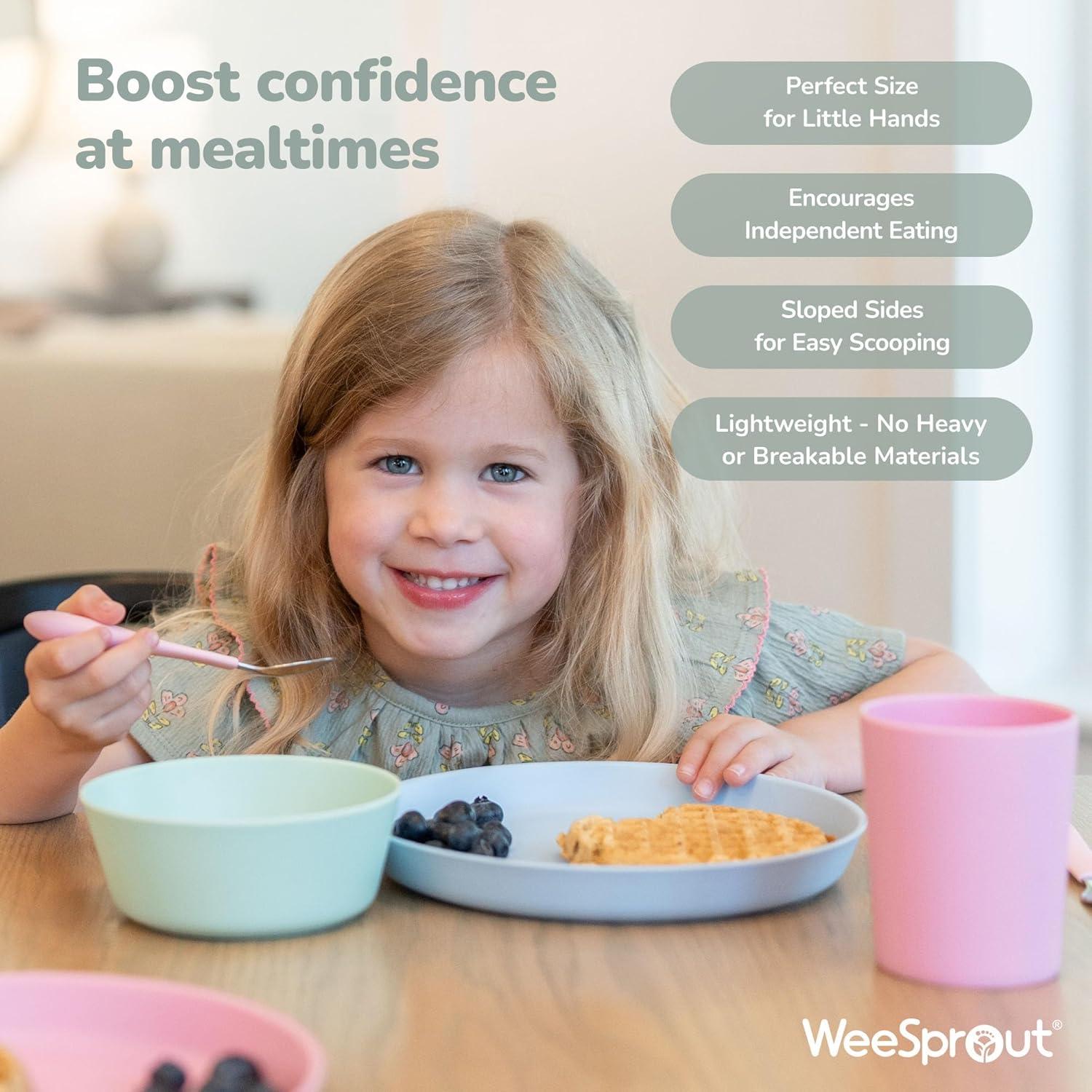 Set de 4 Platos de Bambú WeeSprout para Niños - Apto Lavavajillas