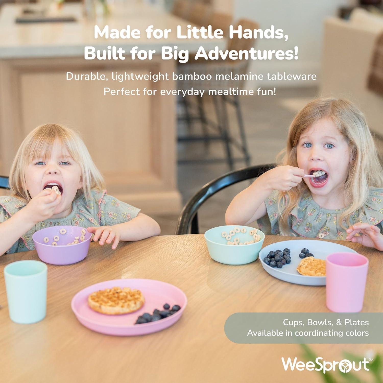 Set de 4 Platos de Bambú WeeSprout para Niños - Apto Lavavajillas