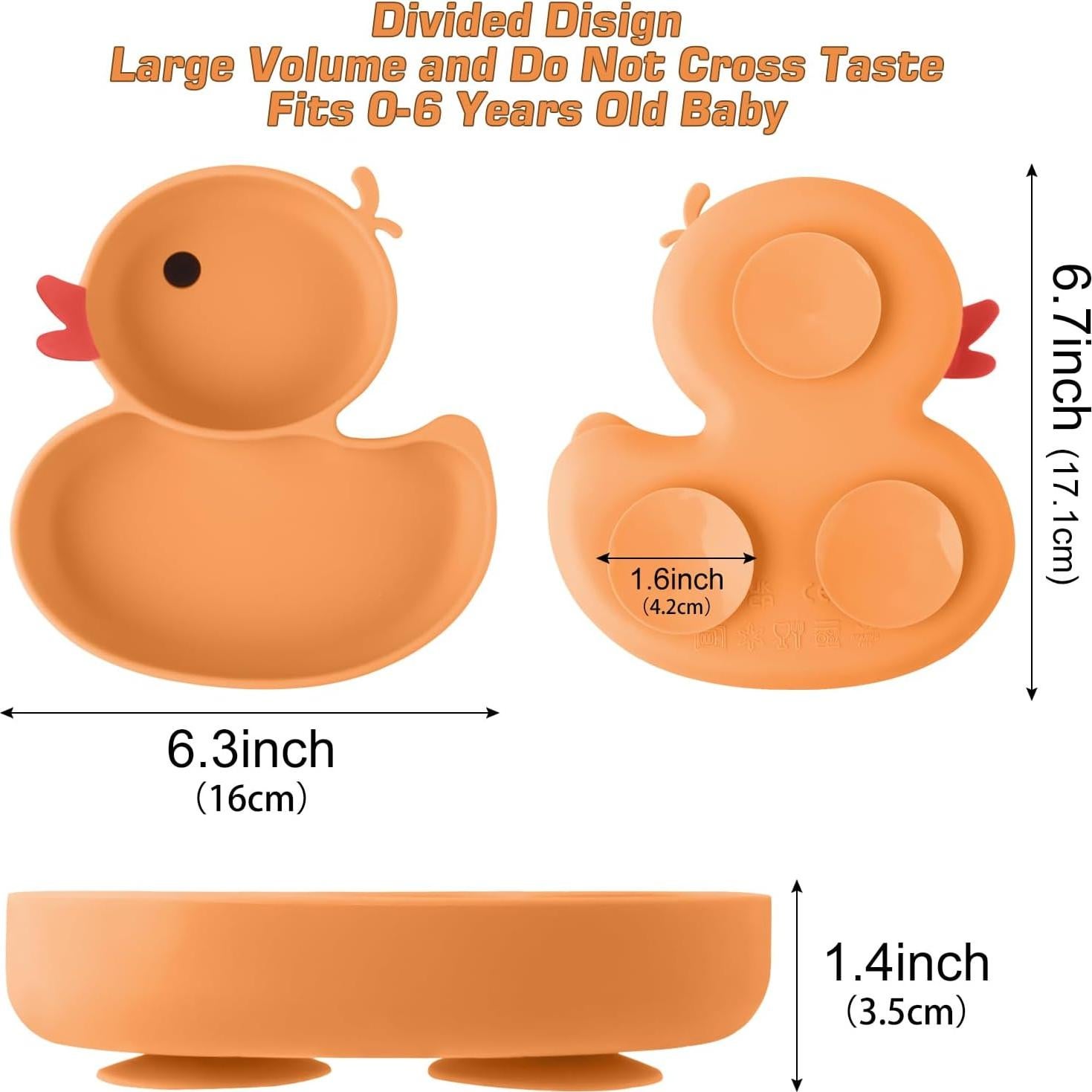 Plato Dividido para Bebés Qshare en Forma de Pato Antideslizante