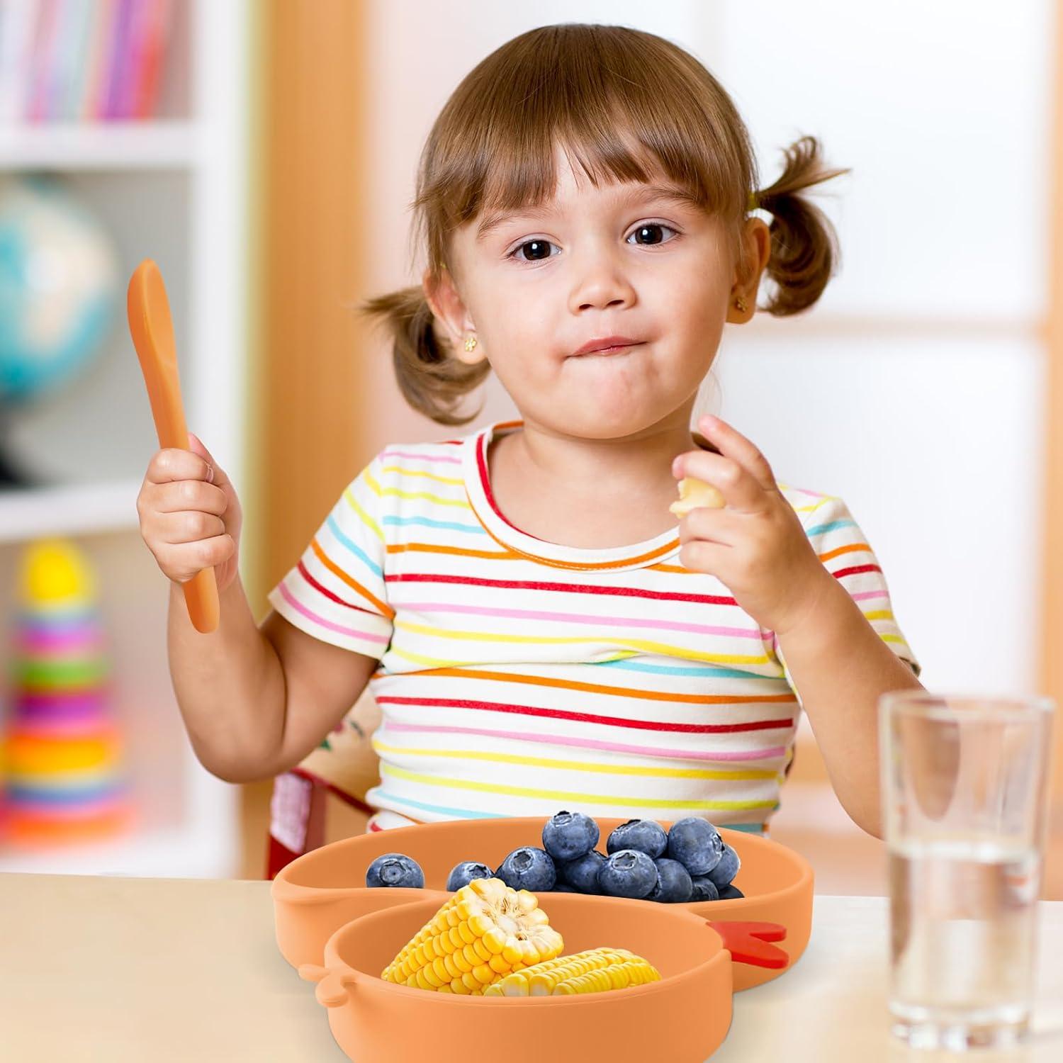 Plato Dividido para Bebés Qshare en Forma de Pato Antideslizante
