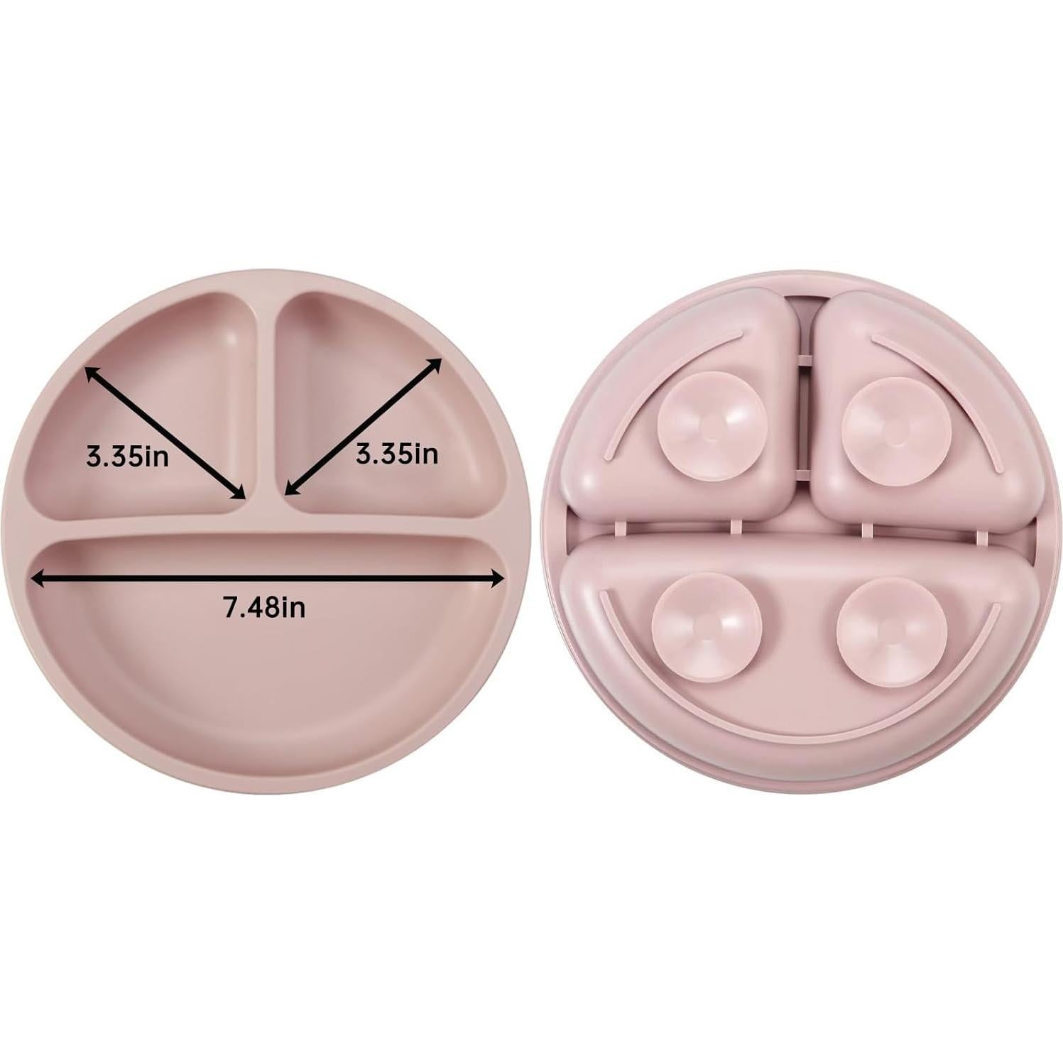 Set de Alimentación para Bebés PandaEar - 2 Platos de Succión Rosa