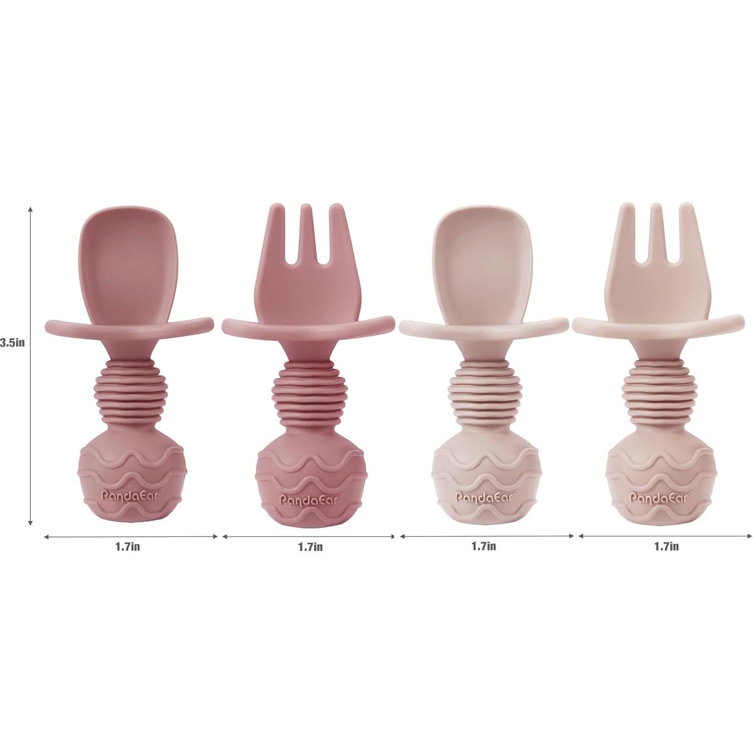 Set de Alimentación para Bebés PandaEar - 2 Platos de Succión Rosa