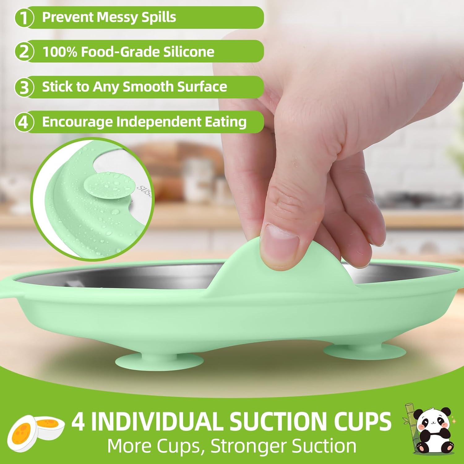 Juego de 4 Platos de Acero Inoxidable KLCKH para Niños 22.86 cm