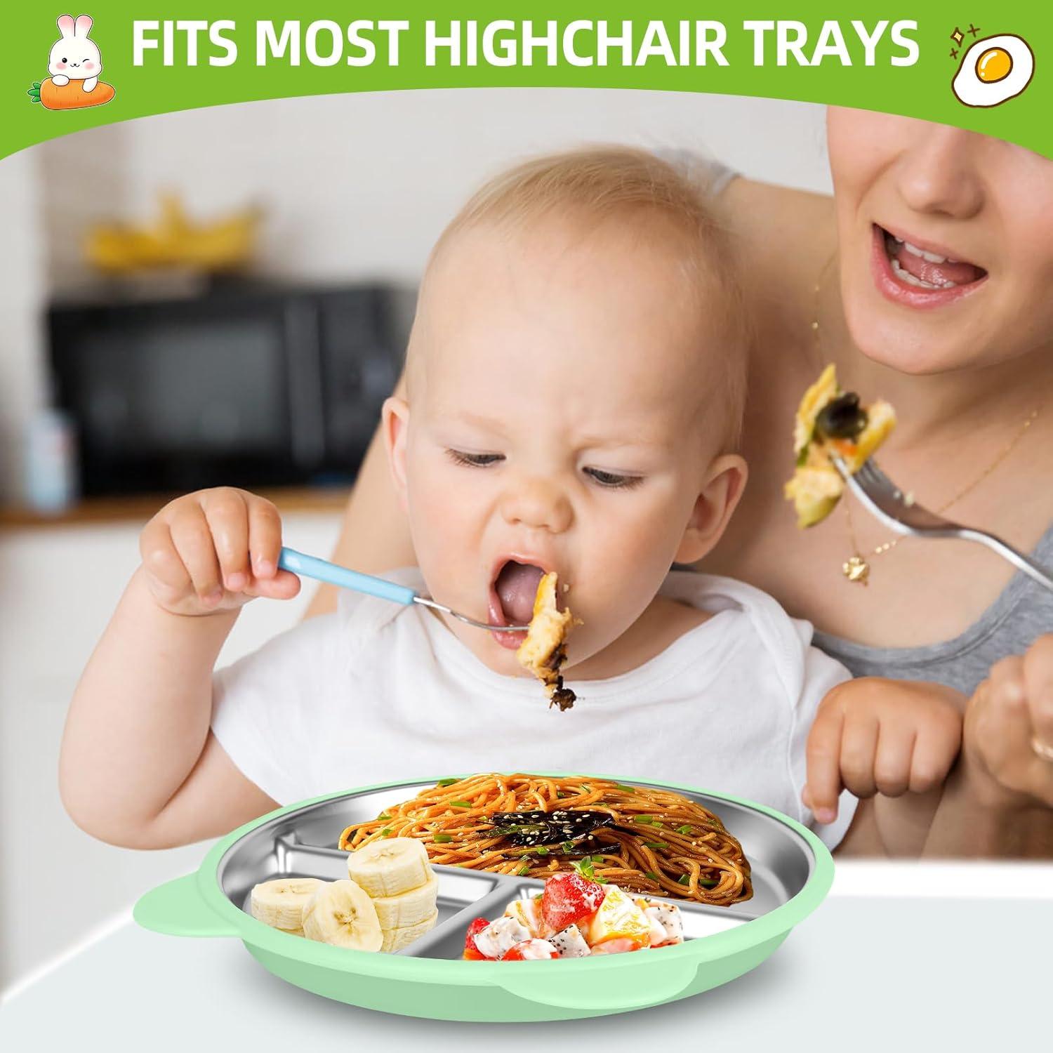 Juego de 4 Platos de Acero Inoxidable KLCKH para Niños 22.86 cm