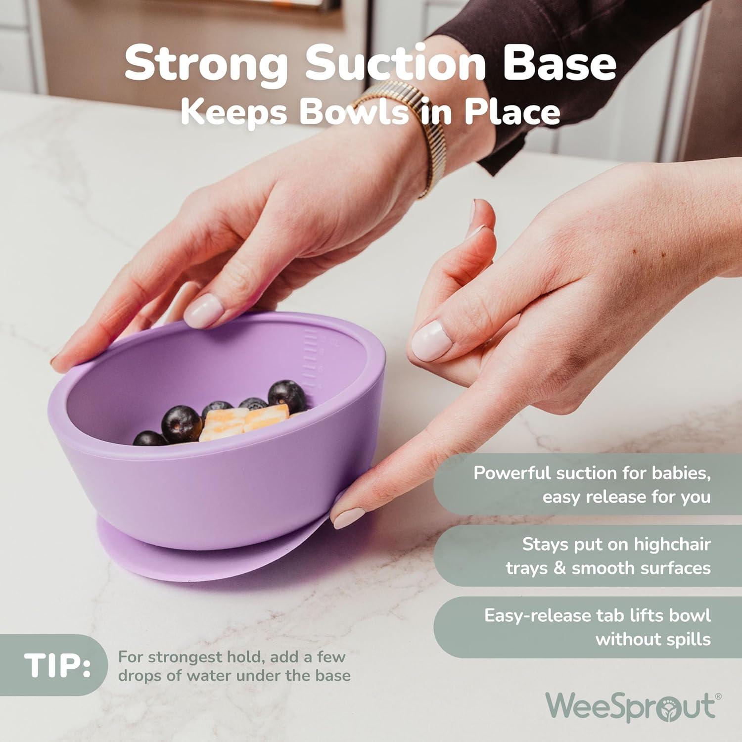 Cuencos de Succión WeeSprout para Bebés - Silicona 12 oz - Juego de 2