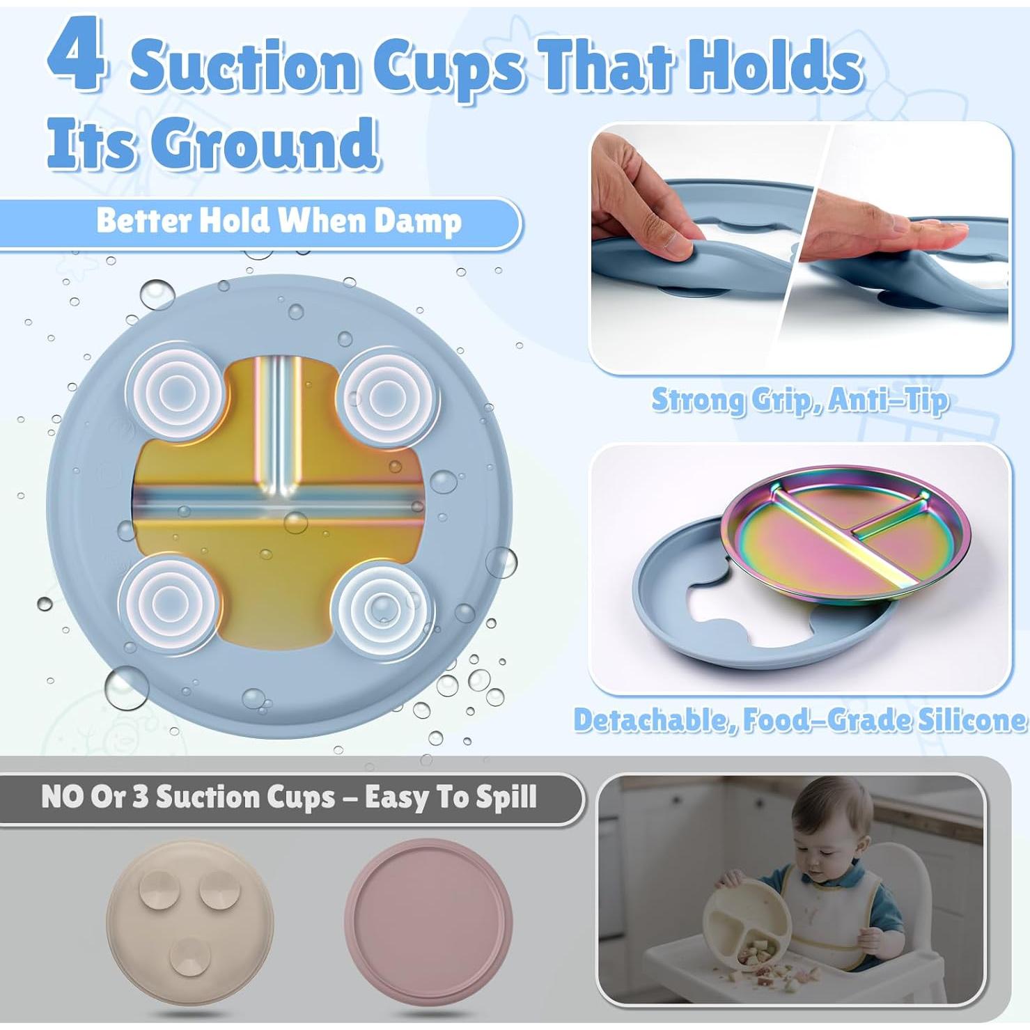 Platos para Bebés Goldusk 23 cm Acero Inoxidable Arcoíris 2pcs