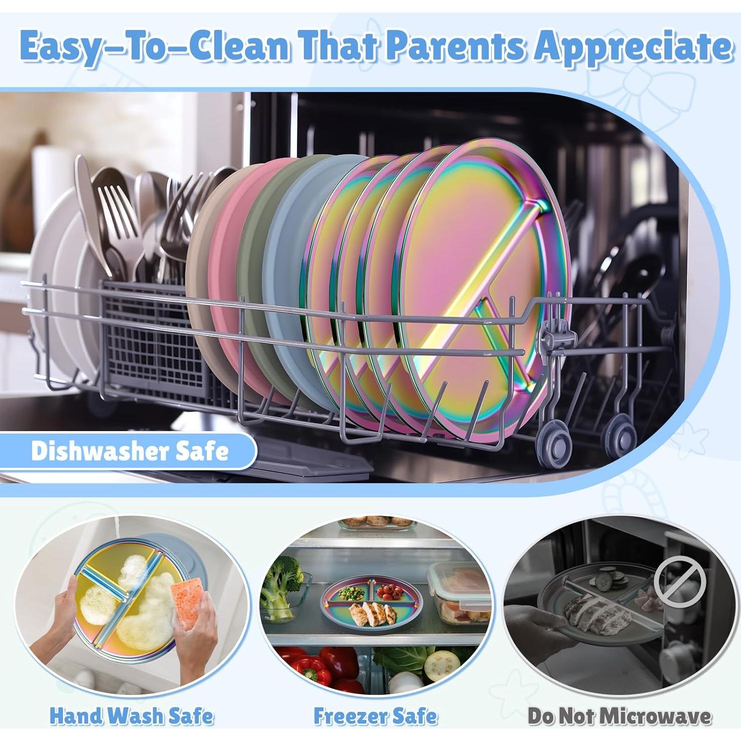 Platos para Bebés Goldusk 23 cm Acero Inoxidable Arcoíris 2pcs