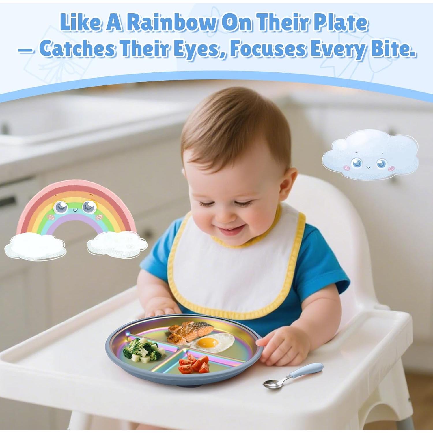 Platos para Bebés Goldusk 23 cm Acero Inoxidable Arcoíris 2pcs