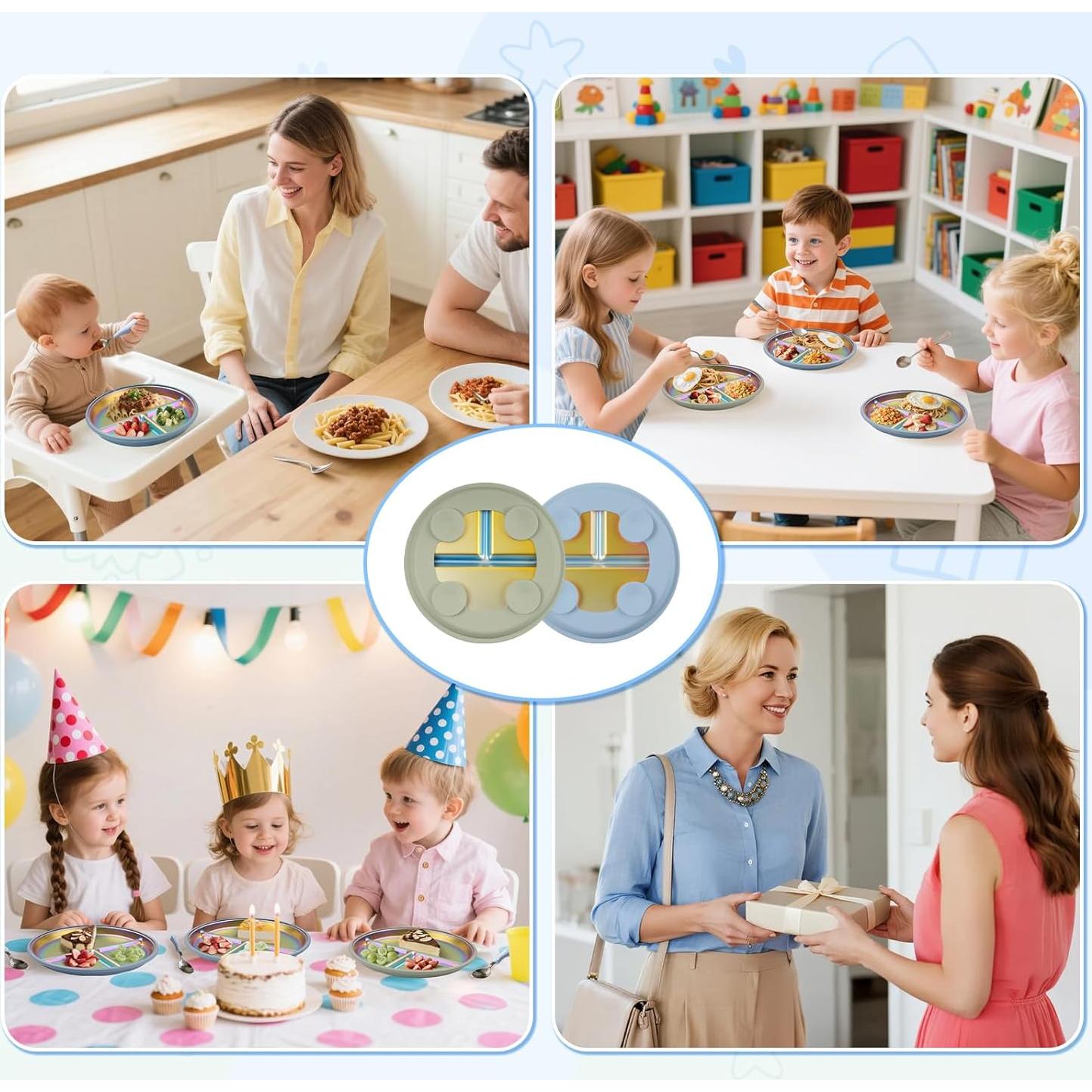 Platos para Bebés Goldusk 23 cm Acero Inoxidable Arcoíris 2pcs